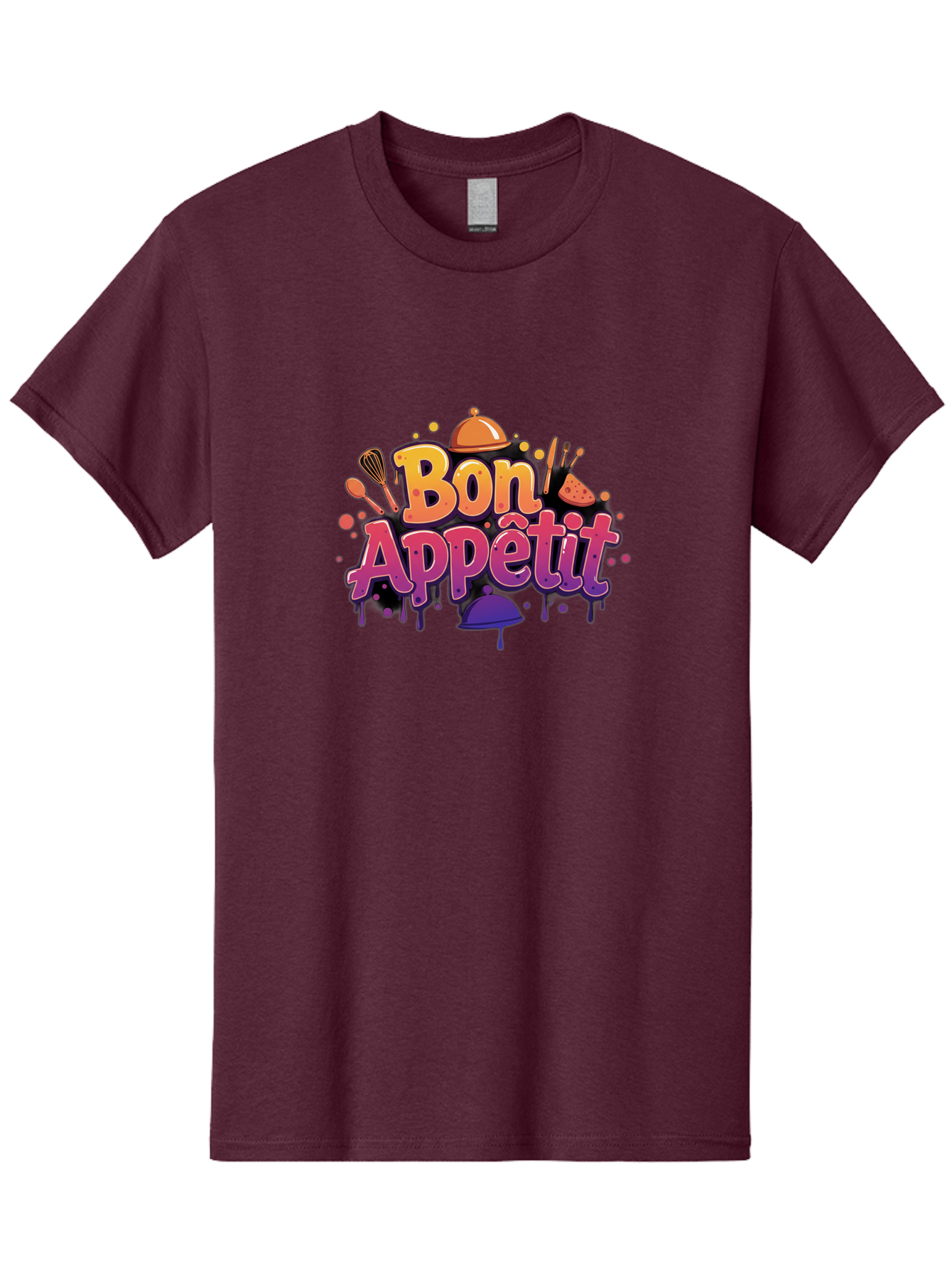 Bon-Appetit Men'S Graphic Tee, 100% Cotton, Comfortable Casual Summer Wear, Machine Washable, Foodie Graphics, Restaurant Logo, Culinary Art, Gourmet Inspiration, Kitchen Utensils, Cooking Theme, Vibrant Typography, Serving Dishes, Bac678