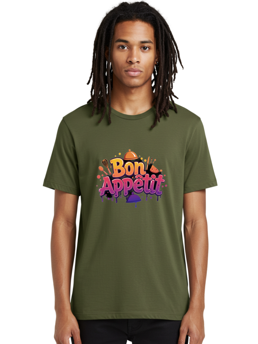 Bon-Appetit Men'S Graphic Tee, 100% Cotton, Comfortable Casual Summer Wear, Machine Washable, Foodie Graphics, Restaurant Logo, Culinary Art, Gourmet Inspiration, Kitchen Utensils, Cooking Theme, Vibrant Typography, Serving Dishes, Bac678