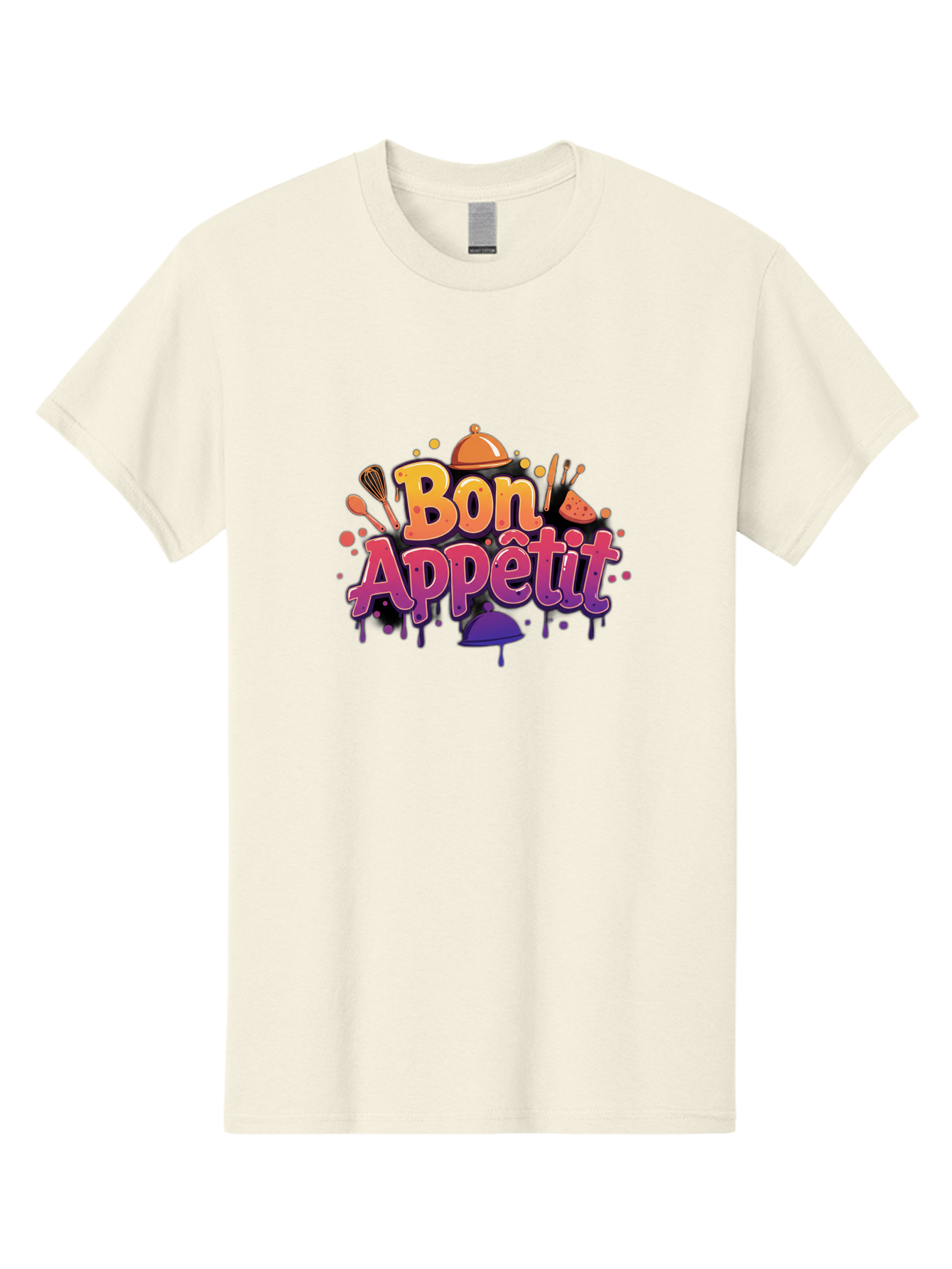 Bon-Appetit Men'S Graphic Tee, 100% Cotton, Comfortable Casual Summer Wear, Machine Washable, Foodie Graphics, Restaurant Logo, Culinary Art, Gourmet Inspiration, Kitchen Utensils, Cooking Theme, Vibrant Typography, Serving Dishes, Bac678