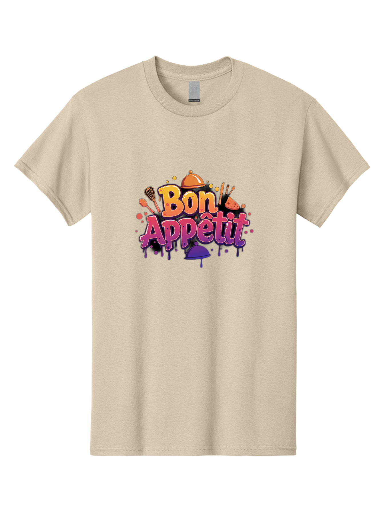 Bon-Appetit Men'S Graphic Tee, 100% Cotton, Comfortable Casual Summer Wear, Machine Washable, Foodie Graphics, Restaurant Logo, Culinary Art, Gourmet Inspiration, Kitchen Utensils, Cooking Theme, Vibrant Typography, Serving Dishes, Bac678