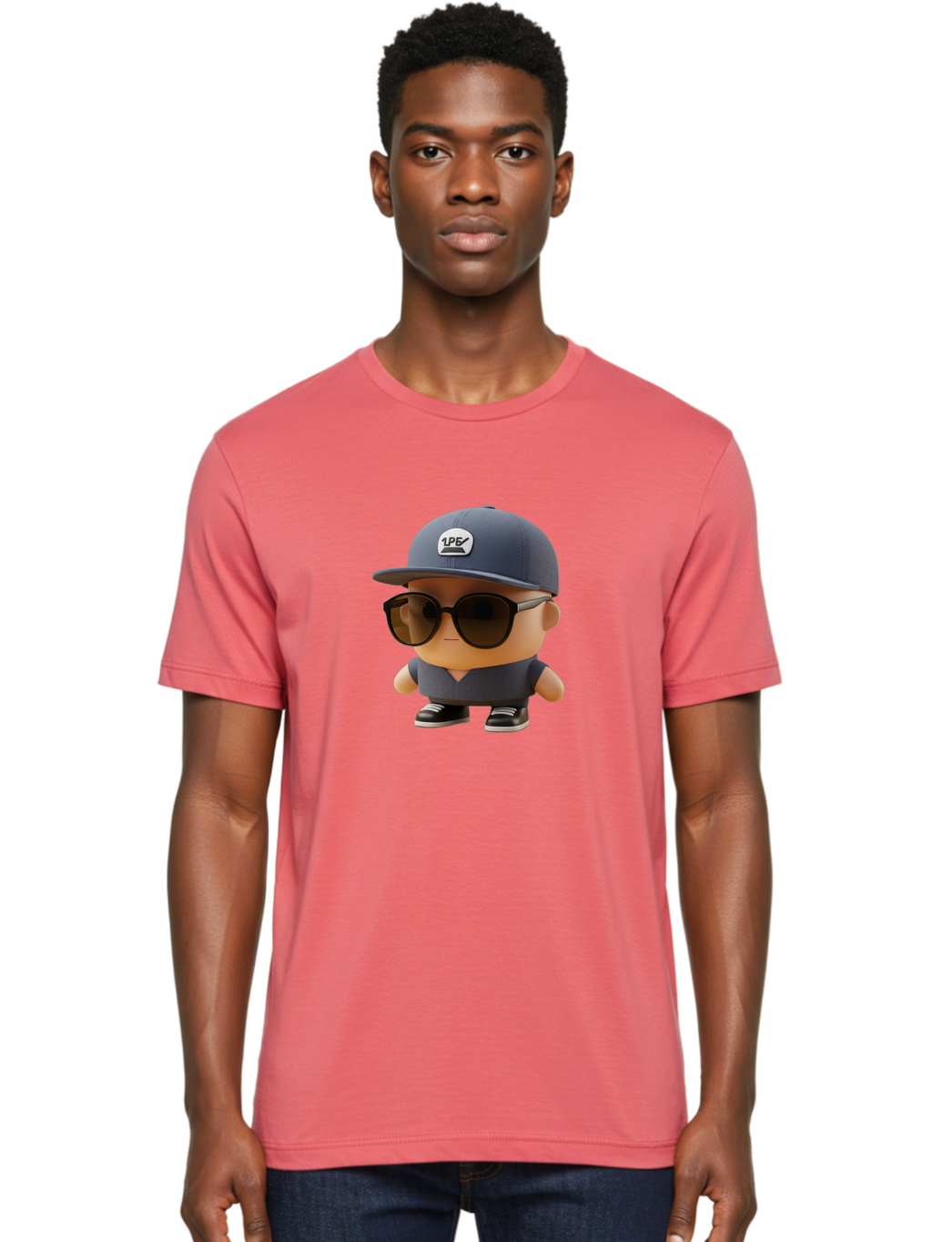 Boy Men'S Graphic Tee, 100% Cotton, Comfortable Casual Summer Wear, Machine Washable, Cartoon Character, Cool Guy, Sunglasses, Casual Wear, Trendy Outfit, 1P5 Logo, Streetwear Style, Modern Fashion, Graphic Design Bac680