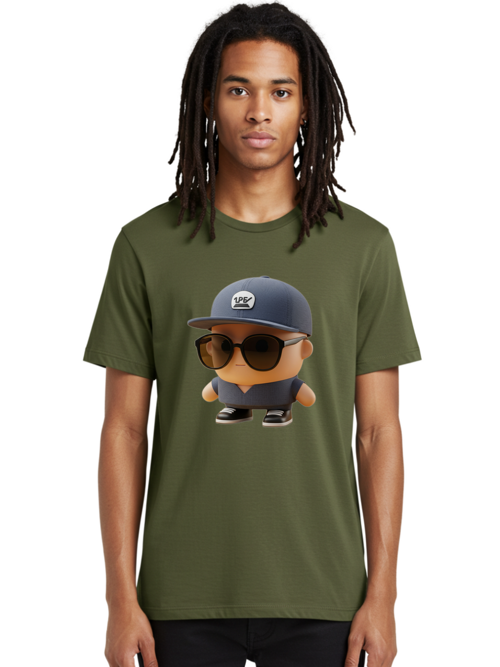 Boy Men'S Graphic Tee, 100% Cotton, Comfortable Casual Summer Wear, Machine Washable, Cartoon Character, Cool Guy, Sunglasses, Casual Wear, Trendy Outfit, 1P5 Logo, Streetwear Style, Modern Fashion, Graphic Design Bac680