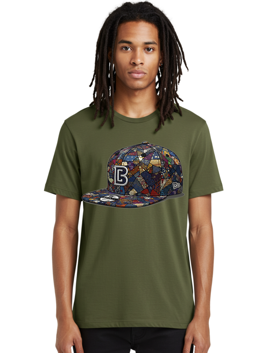 Brooklyn-Baseball-Cap Men'S Graphic Tee, 100% Cotton, Comfortable Casual Summer Wear, Machine Washable, Baseball Cap, Mosaic Pattern, Colorful Design, B Logo, New Era Brand, Sports Apparel, Fashion Accessory, Trendy Hat, Casual Wear, Bac682