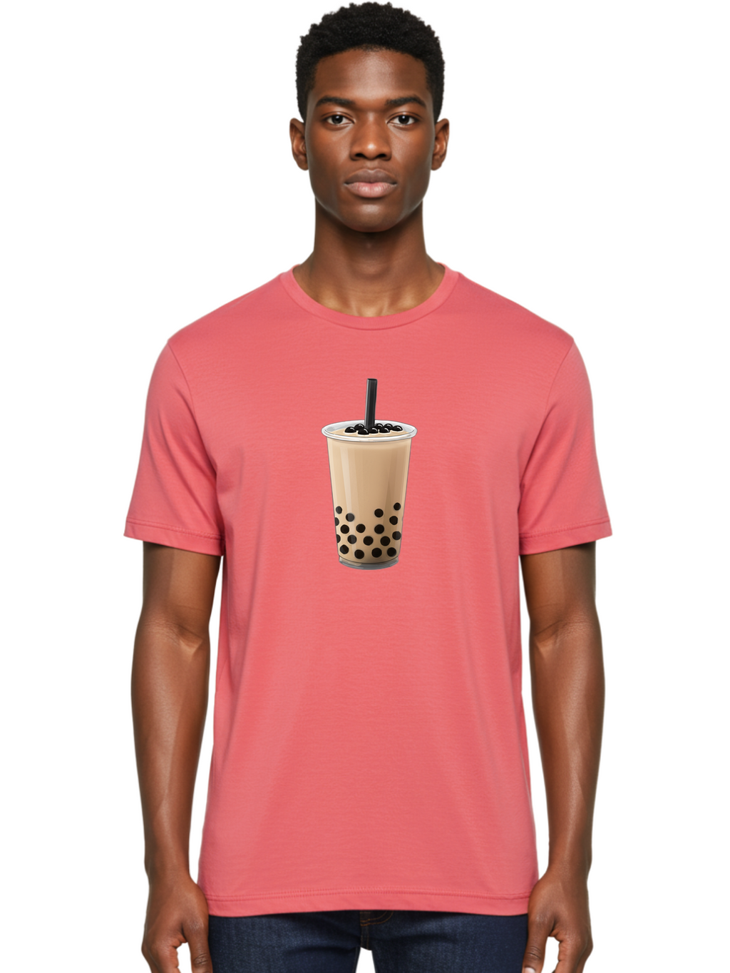 Bubble-Milk-Tea-2 Men'S Graphic Tee, 100% Cotton, Comfortable Casual Summer Wear, Machine Washable, Bubble Milk Tea, Boba Drink, Milk Tea, Tea With Boba, Boba Tea, Tapioca Pearls, Creamy Texture, Black Straw, Cold Beverage, Refreshing Drink Bac684