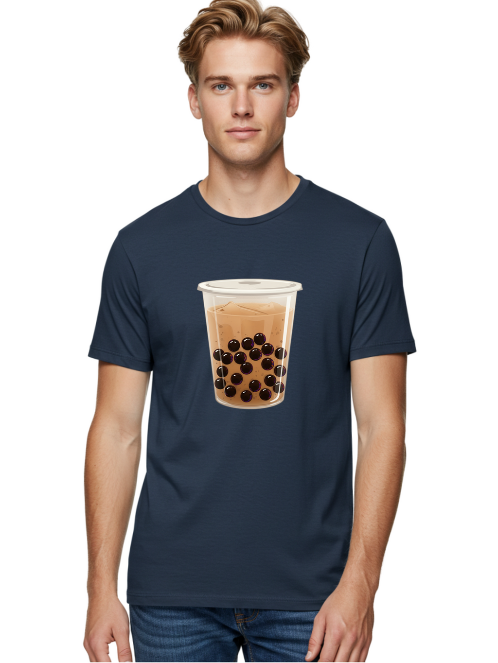 Bubble-Milk-Tea-3 Men'S Graphic Tee, 100% Cotton, Comfortable Casual Summer Wear, Machine Washable, Boba Tea, Bubble Tea, Milk Tea, Tapioca Pearls, Iced Tea, Refreshing Drink, Cold Beverage, Popular Drink, Trendy Beverage, Boba Bac685
