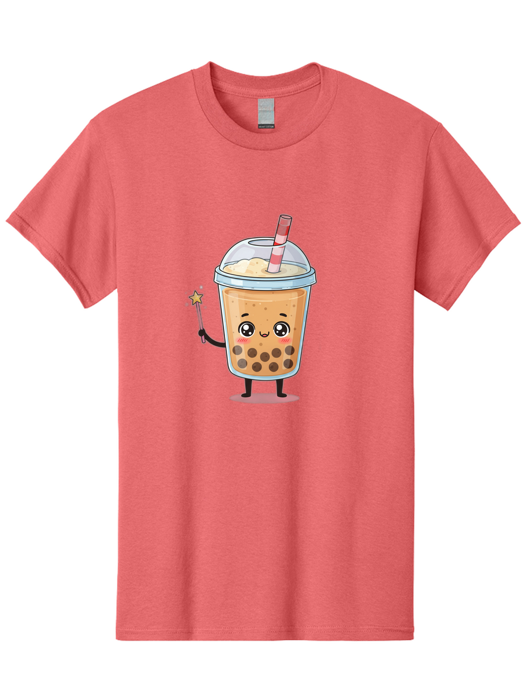 Bubble-Tea-14 Men'S Graphic Tee, 100% Cotton, Comfortable Casual Summer Wear, Machine Washable, Cute Bubble Tea, Cartoon Character, Boba Drink, Magical Wand, Whimsical Design, Adorable Expression, Tea Lover, Animated Beverage, Fantasy Drink, Bac694