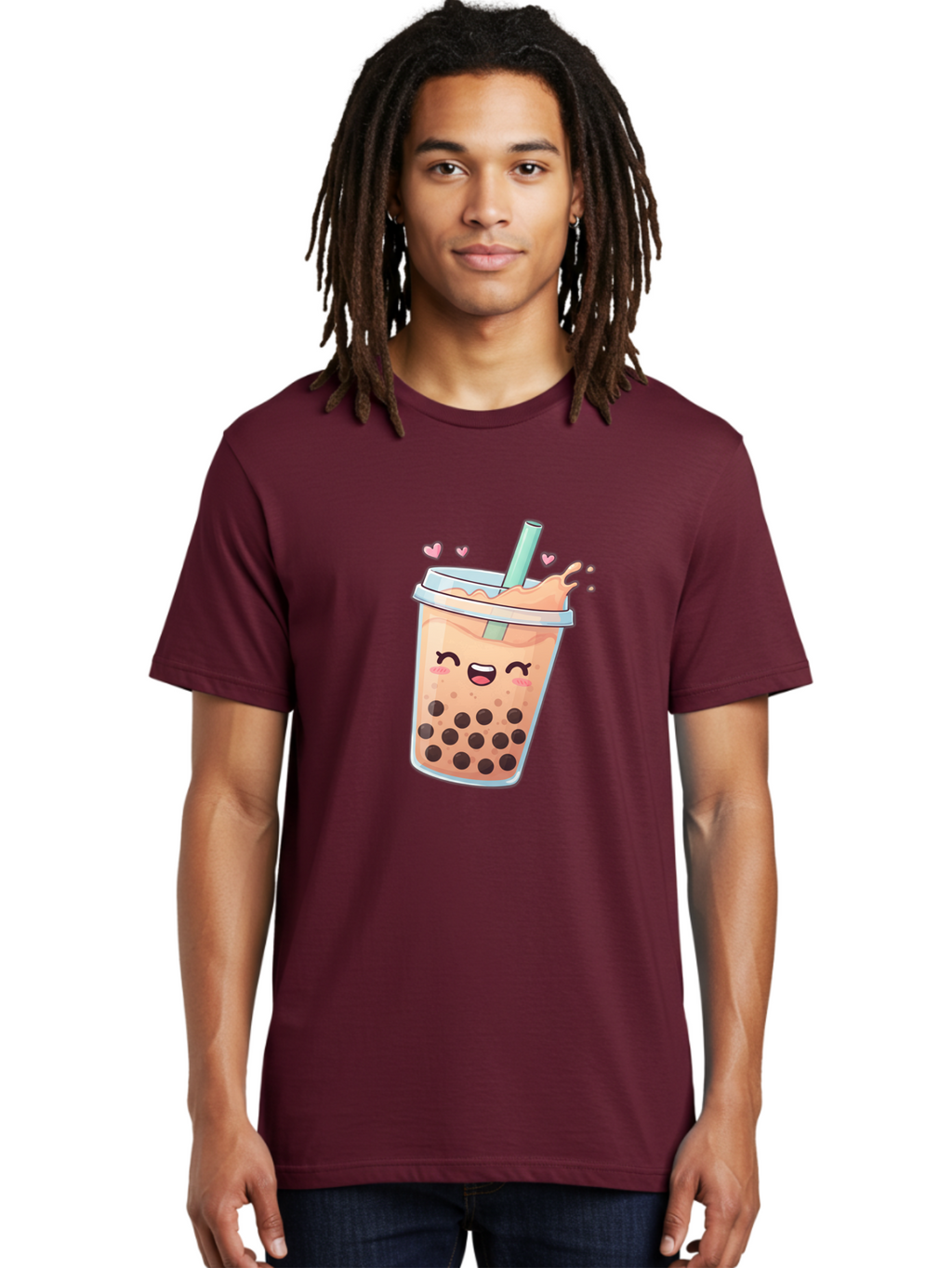 Bubble-Tea-16 Men'S Graphic Tee, 100% Cotton, Comfortable Casual Summer Wear, Machine Washable, Boba Tea, Bubble Tea, Kawaii Drink, Cute Cartoon Beverage, Tea With Boba, Smiling Milk Tea, Adorable Drink, Tea Lover, Boba Love, Refreshing Drink Bac696