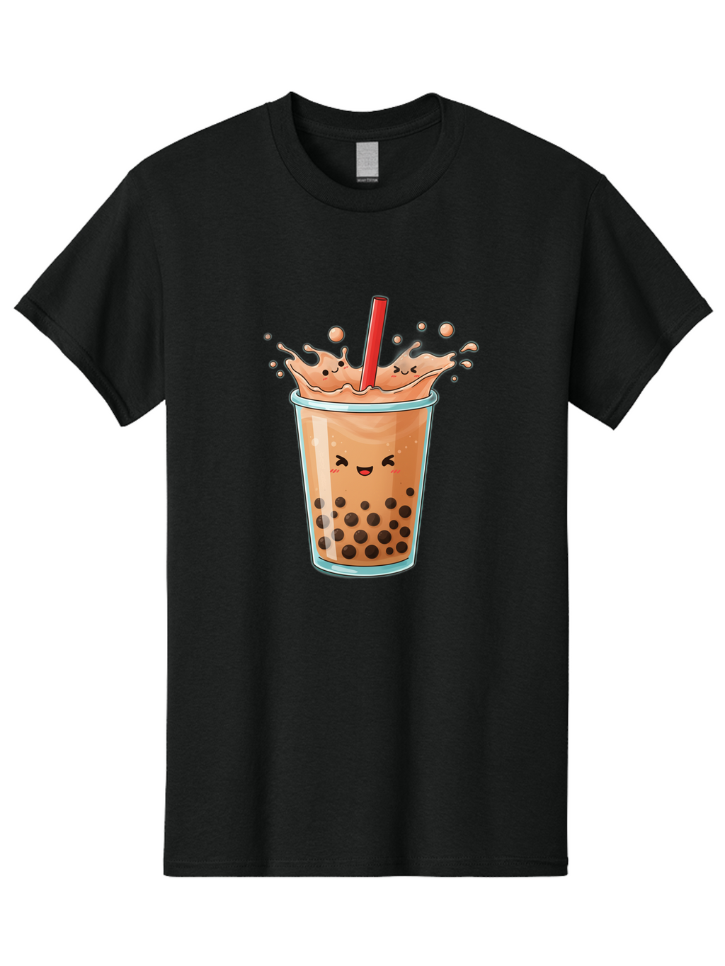 Bubble-Tea-17 Men'S Graphic Tee, 100% Cotton, Comfortable Casual Summer Wear, Machine Washable, Boba Tea With Straw, Cartoon Bubble Tea, Milk Tea With Bubbles, Cute Drink, Boba Drink, Tapioca Pearls, Kawaii Bubble Tea, Smiling Tea Bac697