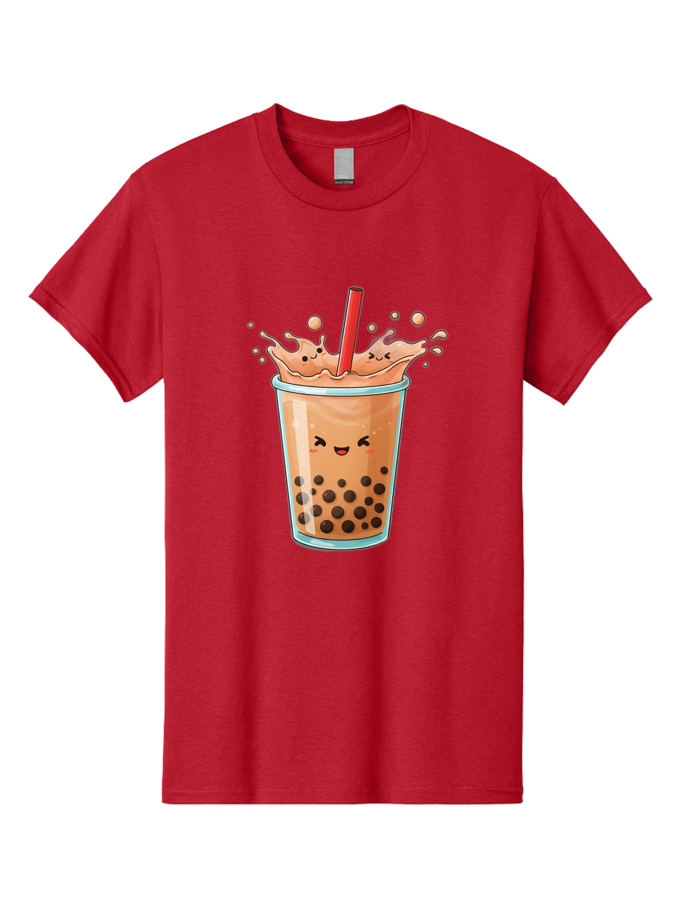 Bubble-Tea-17 Men'S Graphic Tee, 100% Cotton, Comfortable Casual Summer Wear, Machine Washable, Boba Tea With Straw, Cartoon Bubble Tea, Milk Tea With Bubbles, Cute Drink, Boba Drink, Tapioca Pearls, Kawaii Bubble Tea, Smiling Tea Bac697