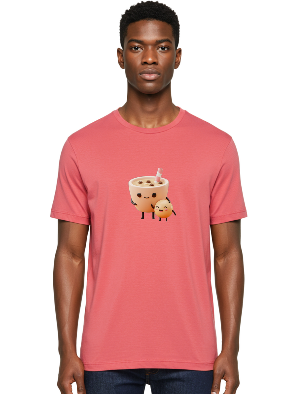 Bubble-Tea-18 Men'S Graphic Tee, 100% Cotton, Comfortable Casual Summer Wear, Machine Washable, Cartoon Boba Tea, Smiling Tea Cup, Boba Friends, Kawaii Characters, Milk Tea, Tapioca Pearls, Adorable Illustration, Funny Bubble Tea Bac698