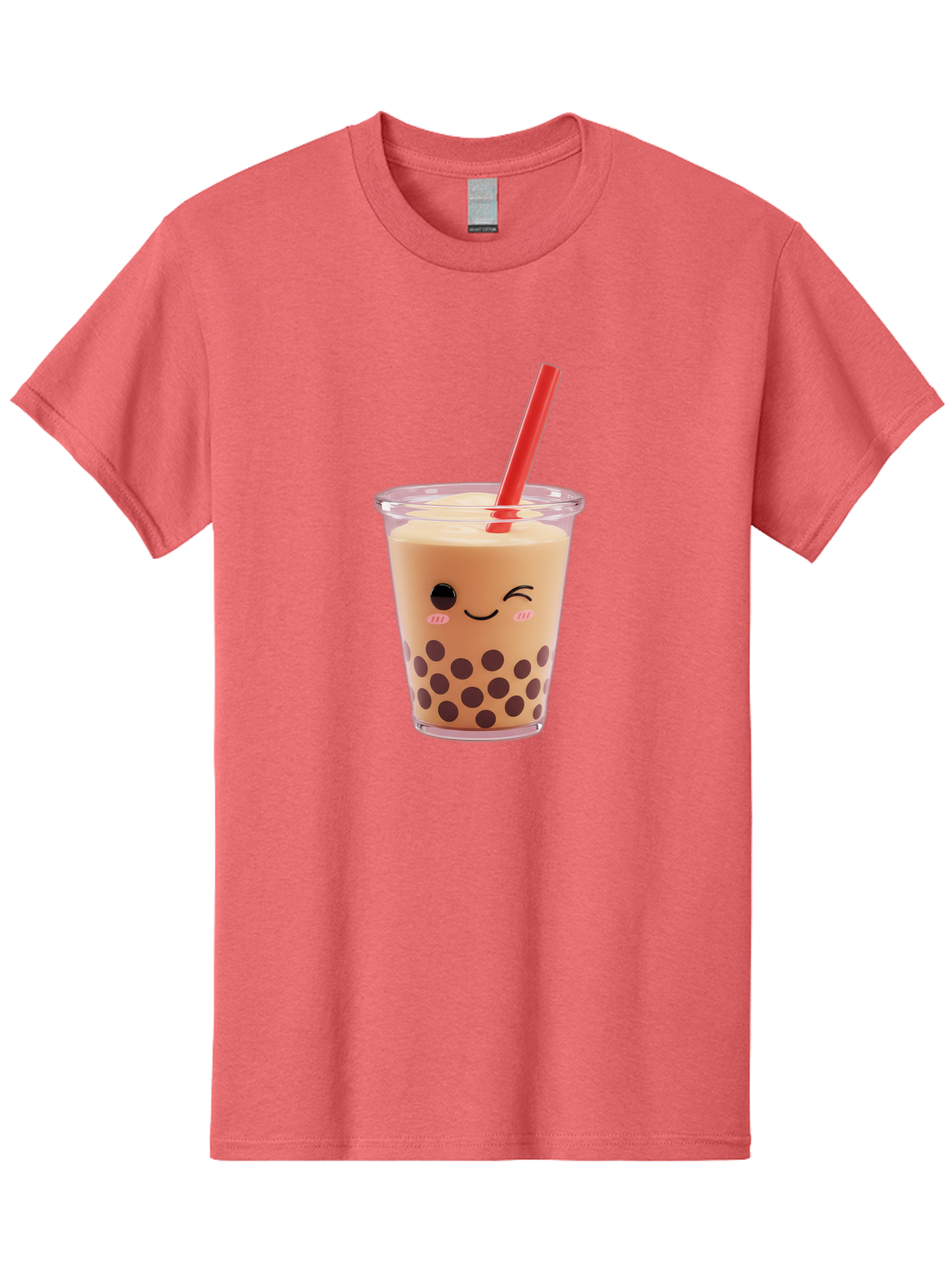 Bubble-Tea-19 Men'S Graphic Tee, 100% Cotton, Comfortable Casual Summer Wear, Machine Washable, Bubble Tea, Boba Tea, Milk Tea, Tapioca Pearls, Kawaii, Cute Drink, Tea Drink, Red Straw, Smiling Face, Adorable Beverage, Trendy Drink Bac699