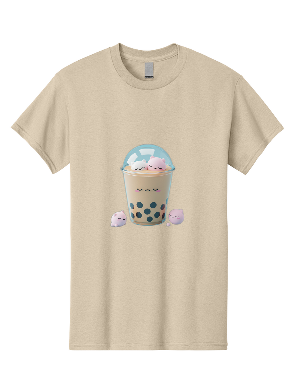Bubble-Tea-2 Men'S Graphic Tee, 100% Cotton, Comfortable Casual Summer Wear, Machine Washable, Bubble Tea Drink, Milk Tea, Boba, Cute Beverage, Cartoon Illustration, Adorable Characters, Smiling Faces, Peaceful Atmosphere, Sweet Treats, Bac700