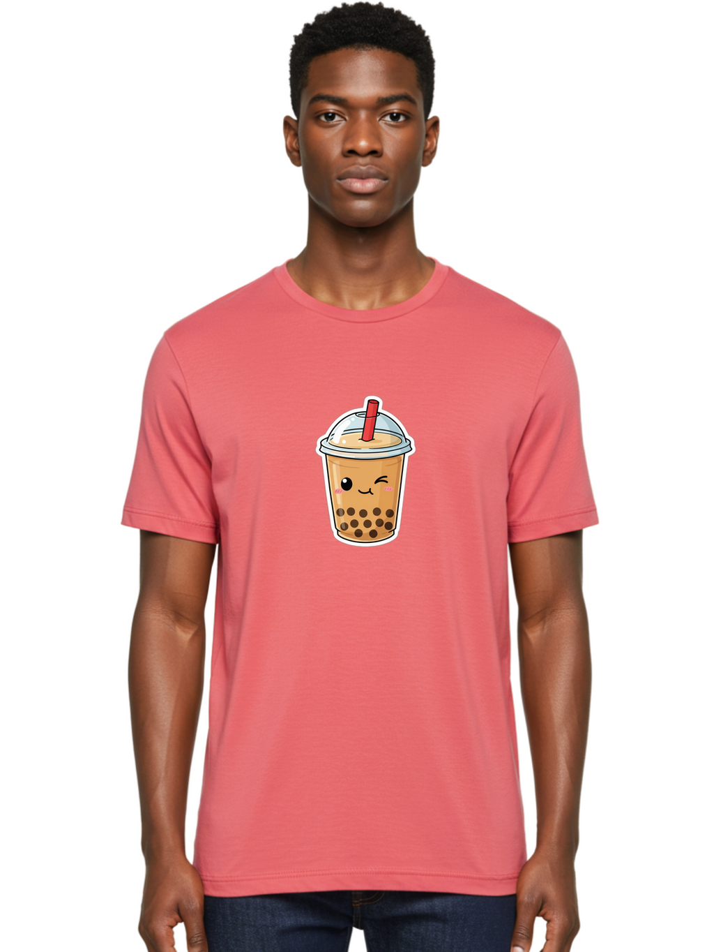 Bubble-Tea-21 Men'S Graphic Tee, 100% Cotton, Comfortable Casual Summer Wear, Machine Washable, Bubble Tea, Boba, Tea Drink, Straw, Cartoon, Cute, Kawaii, Adorable, Beverage, Drink, Tea, Coffee Shop, Milk Tea, Tapioca Pearls, Fun, Playful Bac702