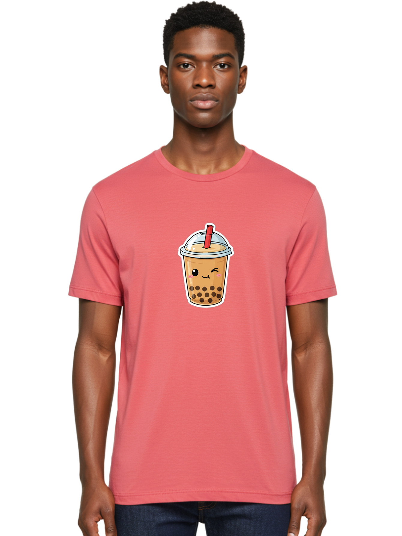 Bubble-Tea-21 Men'S Graphic Tee, 100% Cotton, Comfortable Casual Summer Wear, Machine Washable, Bubble Tea, Boba, Tea Drink, Straw, Cartoon, Cute, Kawaii, Adorable, Beverage, Drink, Tea, Coffee Shop, Milk Tea, Tapioca Pearls, Fun, Playful Bac702