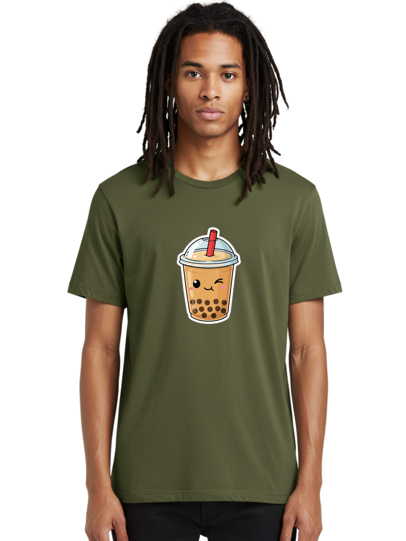 Bubble-Tea-21 Men'S Graphic Tee, 100% Cotton, Comfortable Casual Summer Wear, Machine Washable, Bubble Tea, Boba, Tea Drink, Straw, Cartoon, Cute, Kawaii, Adorable, Beverage, Drink, Tea, Coffee Shop, Milk Tea, Tapioca Pearls, Fun, Playful Bac702