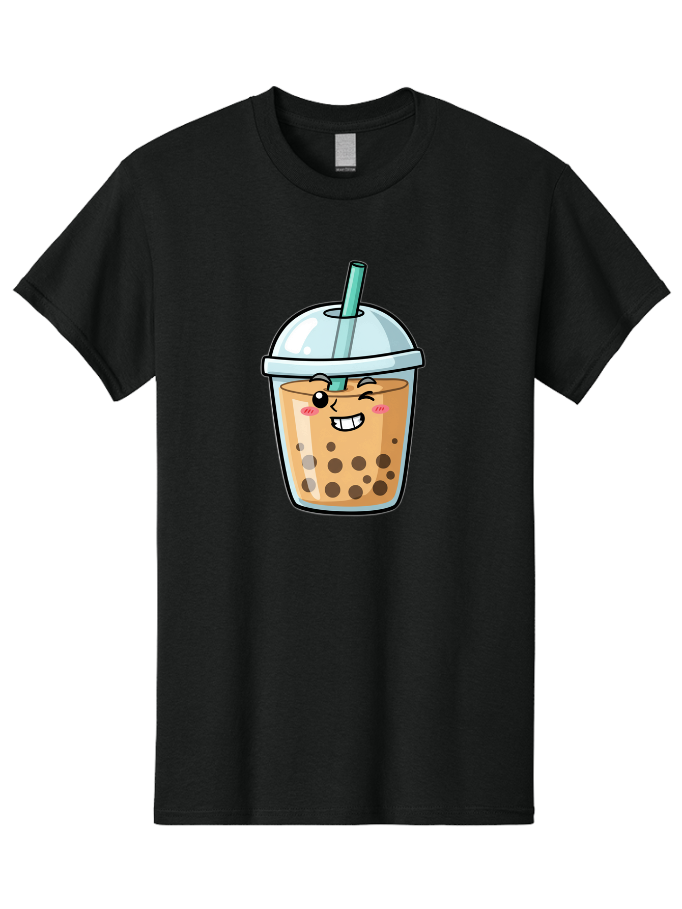 Bubble-Tea-22 Men'S Graphic Tee, 100% Cotton, Comfortable Casual Summer Wear, Machine Washable, Boba Tea, Cartoon Bubble Tea, Smiling Drink, Tea With Straw, Milk Tea, Tea Bubbles, Winking Face, Cute Beverage, Fun Drink, Playful Tea, Bac703