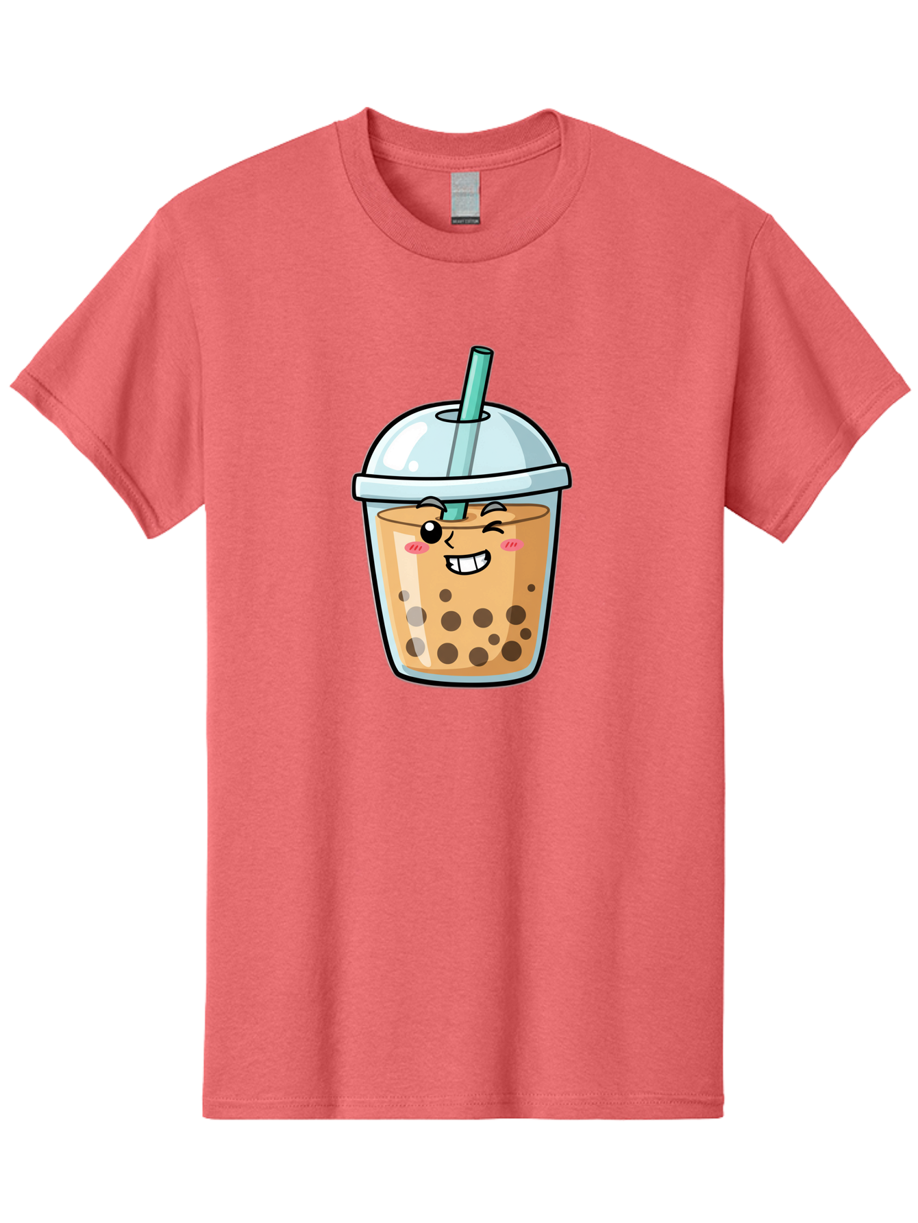 Bubble-Tea-22 Men'S Graphic Tee, 100% Cotton, Comfortable Casual Summer Wear, Machine Washable, Boba Tea, Cartoon Bubble Tea, Smiling Drink, Tea With Straw, Milk Tea, Tea Bubbles, Winking Face, Cute Beverage, Fun Drink, Playful Tea, Bac703