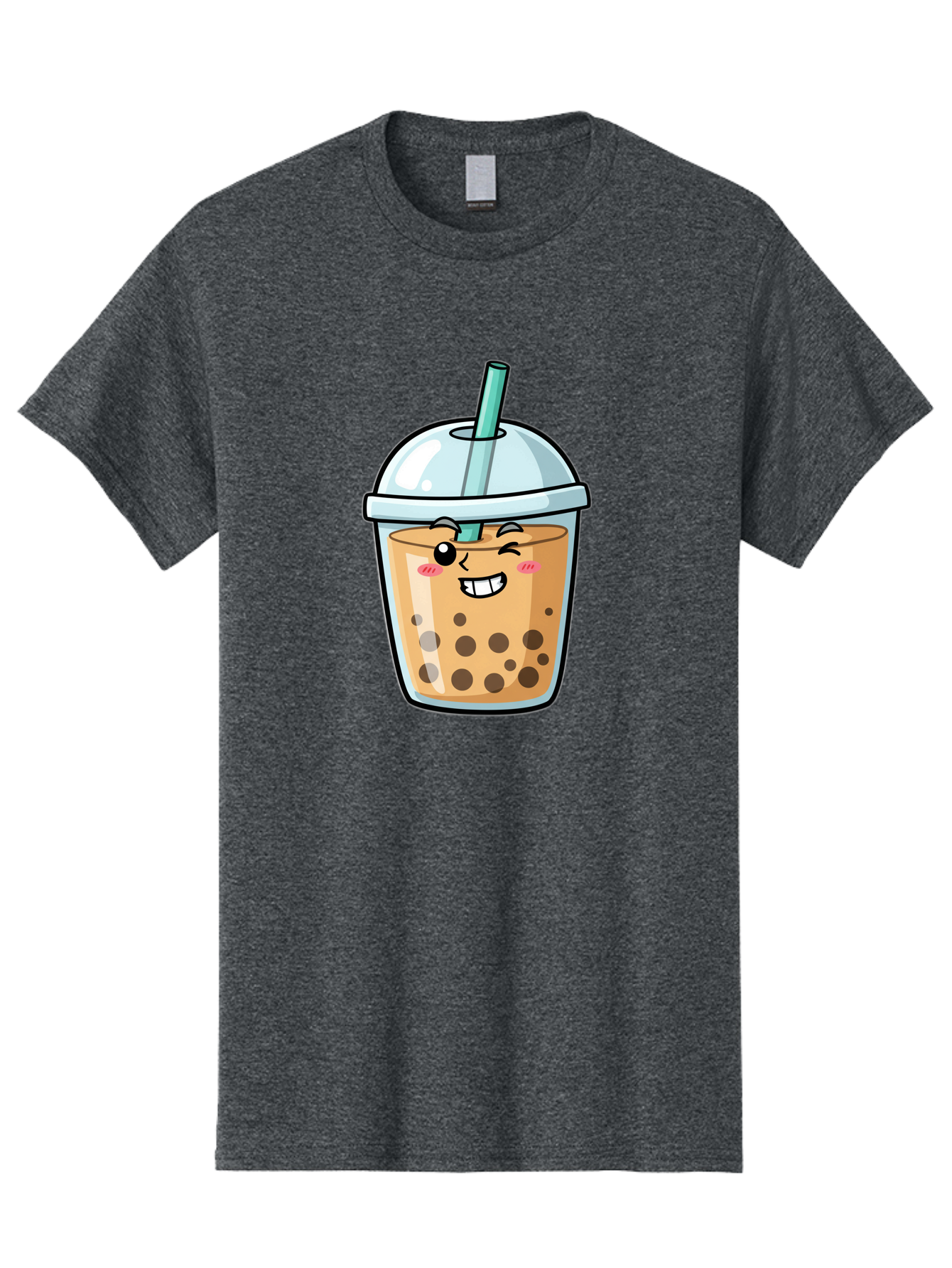 Bubble-Tea-22 Men'S Graphic Tee, 100% Cotton, Comfortable Casual Summer Wear, Machine Washable, Boba Tea, Cartoon Bubble Tea, Smiling Drink, Tea With Straw, Milk Tea, Tea Bubbles, Winking Face, Cute Beverage, Fun Drink, Playful Tea, Bac703