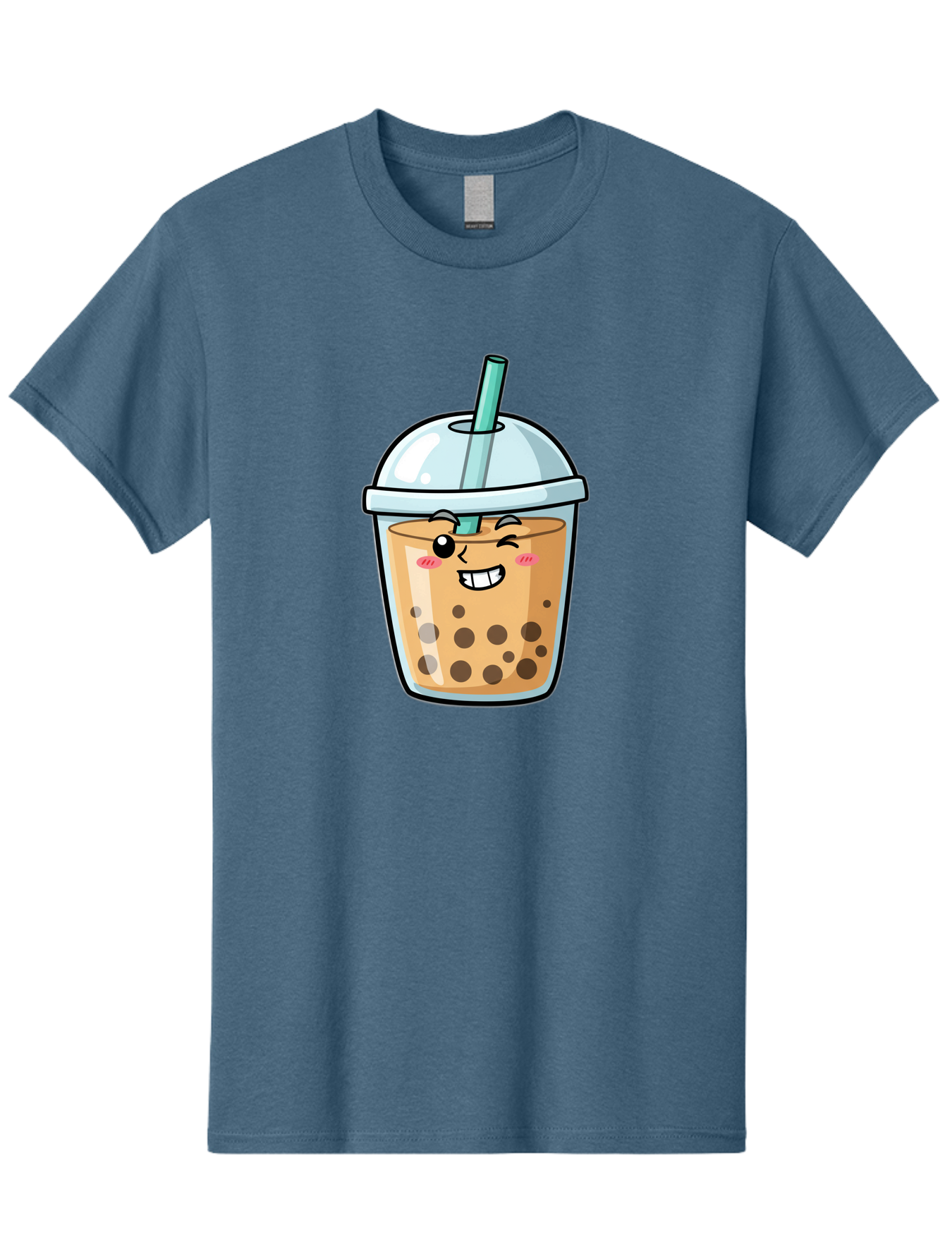 Bubble-Tea-22 Men'S Graphic Tee, 100% Cotton, Comfortable Casual Summer Wear, Machine Washable, Boba Tea, Cartoon Bubble Tea, Smiling Drink, Tea With Straw, Milk Tea, Tea Bubbles, Winking Face, Cute Beverage, Fun Drink, Playful Tea, Bac703