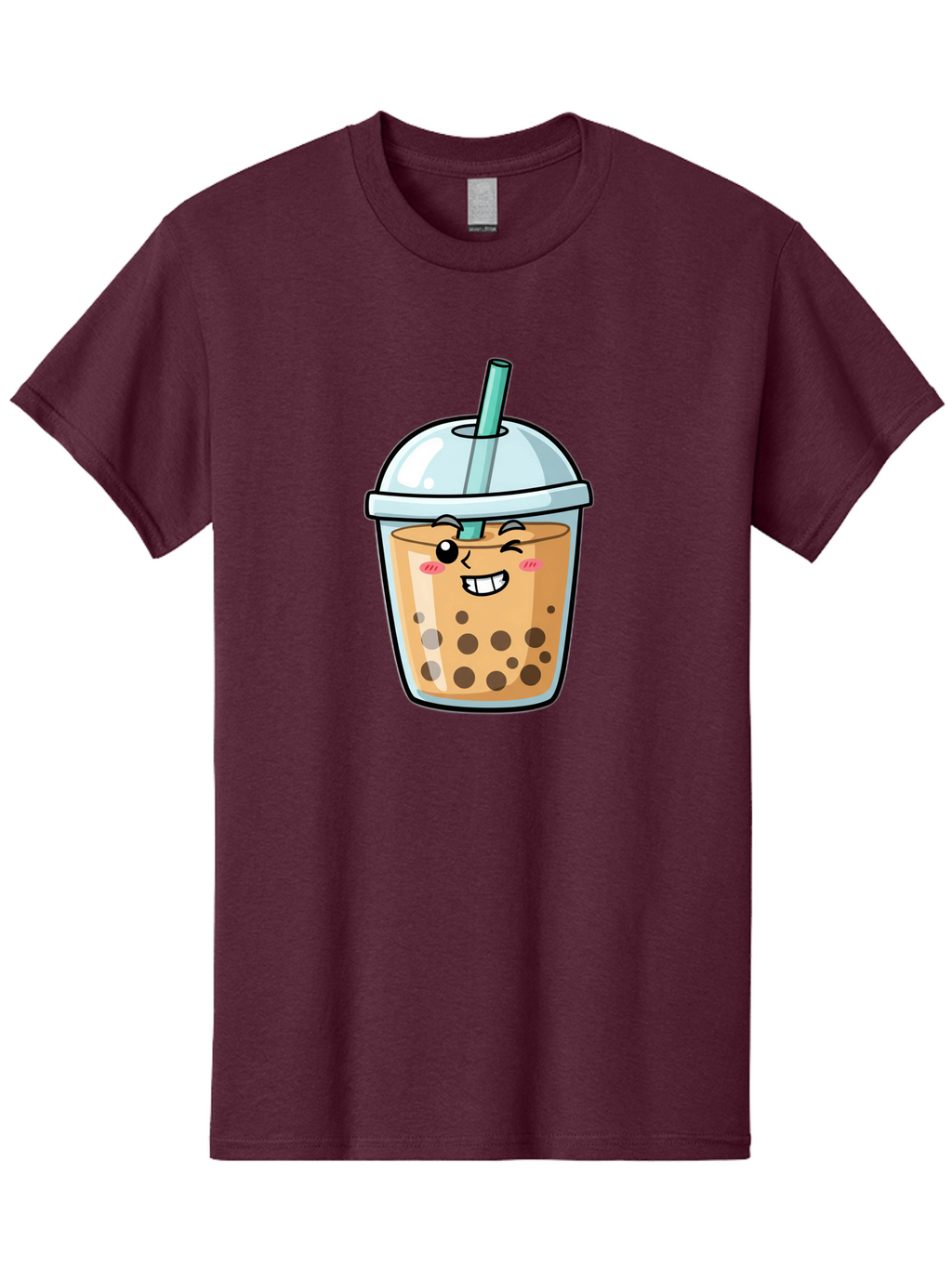 Bubble-Tea-22 Men'S Graphic Tee, 100% Cotton, Comfortable Casual Summer Wear, Machine Washable, Boba Tea, Cartoon Bubble Tea, Smiling Drink, Tea With Straw, Milk Tea, Tea Bubbles, Winking Face, Cute Beverage, Fun Drink, Playful Tea, Bac703