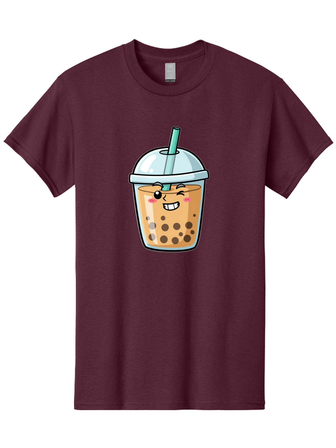 Bubble-Tea-22 Men'S Graphic Tee, 100% Cotton, Comfortable Casual Summer Wear, Machine Washable, Boba Tea, Cartoon Bubble Tea, Smiling Drink, Tea With Straw, Milk Tea, Tea Bubbles, Winking Face, Cute Beverage, Fun Drink, Playful Tea, Bac703