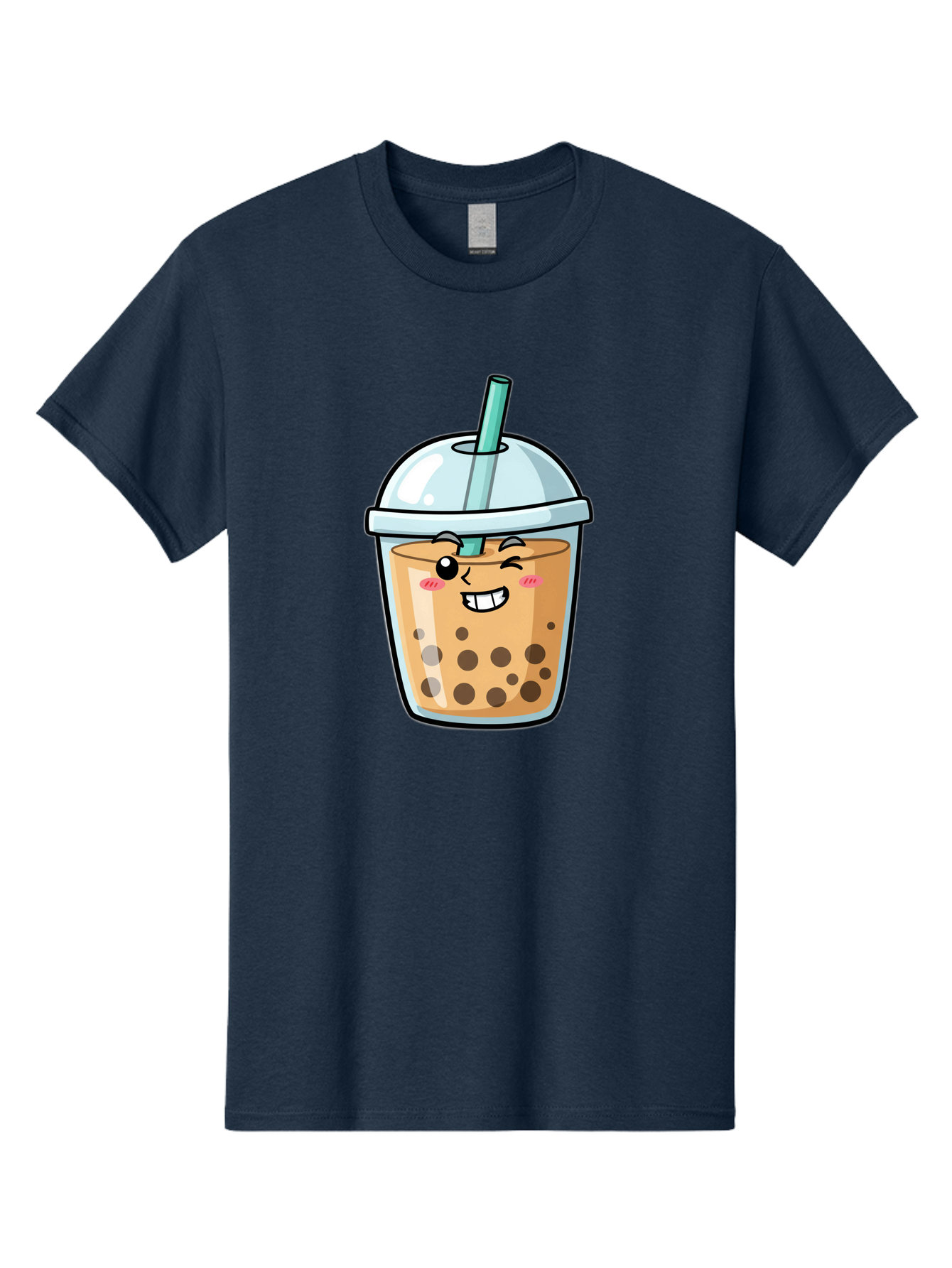 Bubble-Tea-22 Men'S Graphic Tee, 100% Cotton, Comfortable Casual Summer Wear, Machine Washable, Boba Tea, Cartoon Bubble Tea, Smiling Drink, Tea With Straw, Milk Tea, Tea Bubbles, Winking Face, Cute Beverage, Fun Drink, Playful Tea, Bac703