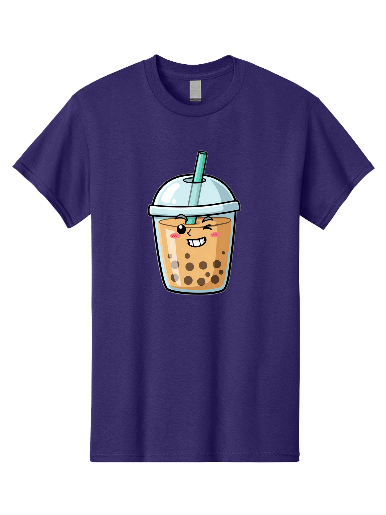 Bubble-Tea-22 Men'S Graphic Tee, 100% Cotton, Comfortable Casual Summer Wear, Machine Washable, Boba Tea, Cartoon Bubble Tea, Smiling Drink, Tea With Straw, Milk Tea, Tea Bubbles, Winking Face, Cute Beverage, Fun Drink, Playful Tea, Bac703