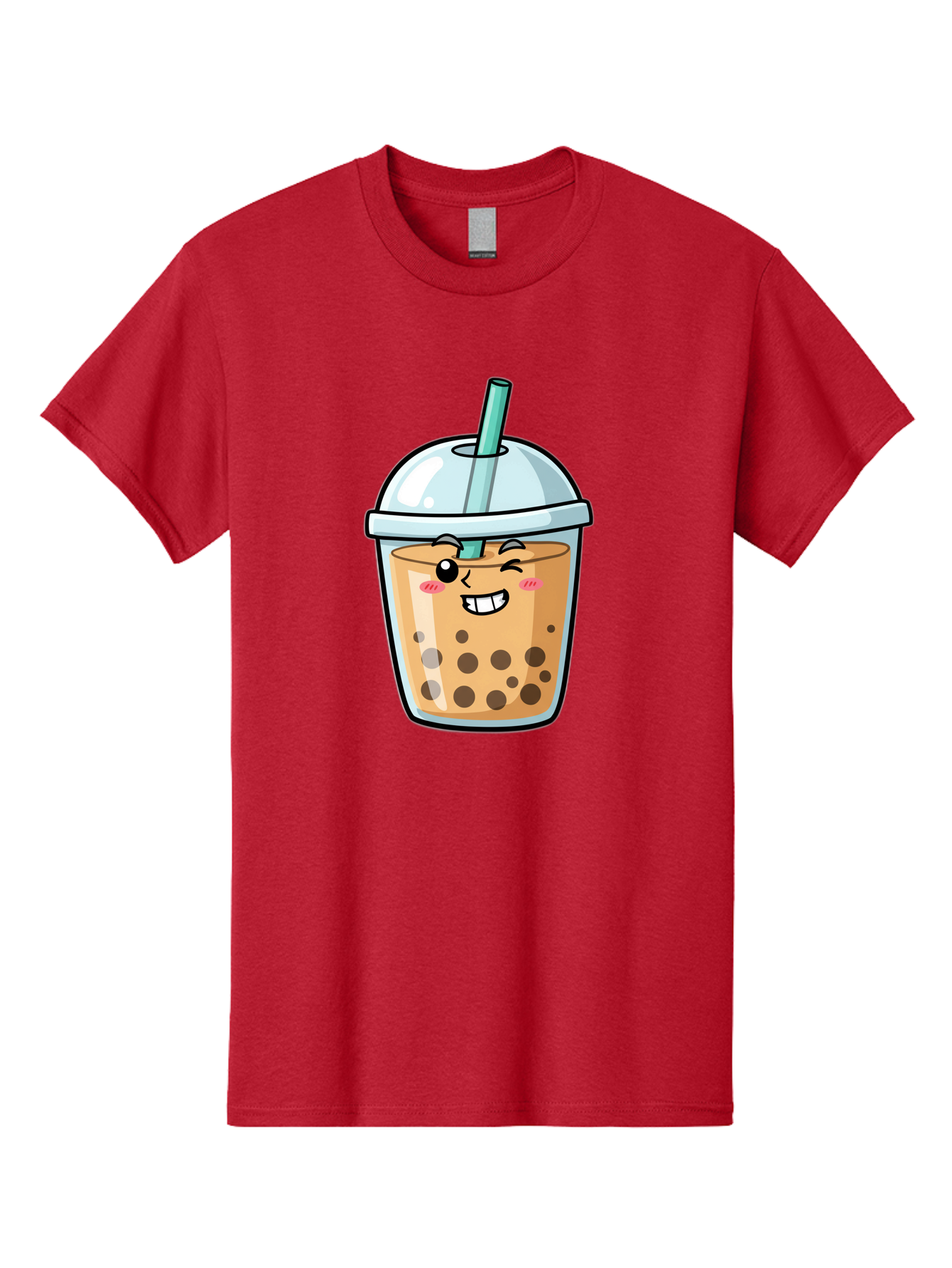 Bubble-Tea-22 Men'S Graphic Tee, 100% Cotton, Comfortable Casual Summer Wear, Machine Washable, Boba Tea, Cartoon Bubble Tea, Smiling Drink, Tea With Straw, Milk Tea, Tea Bubbles, Winking Face, Cute Beverage, Fun Drink, Playful Tea, Bac703