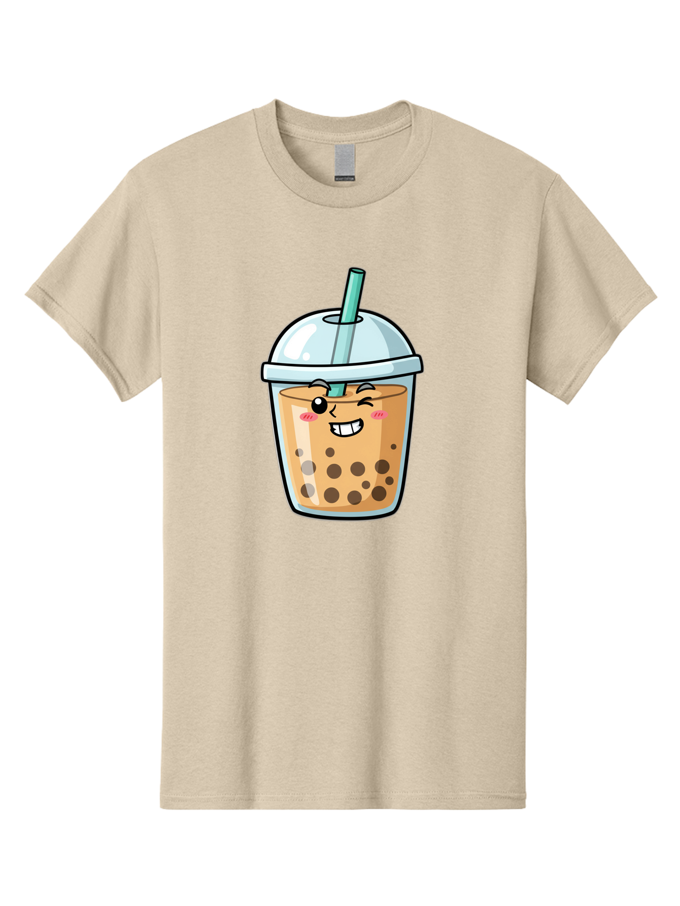 Bubble-Tea-22 Men'S Graphic Tee, 100% Cotton, Comfortable Casual Summer Wear, Machine Washable, Boba Tea, Cartoon Bubble Tea, Smiling Drink, Tea With Straw, Milk Tea, Tea Bubbles, Winking Face, Cute Beverage, Fun Drink, Playful Tea, Bac703
