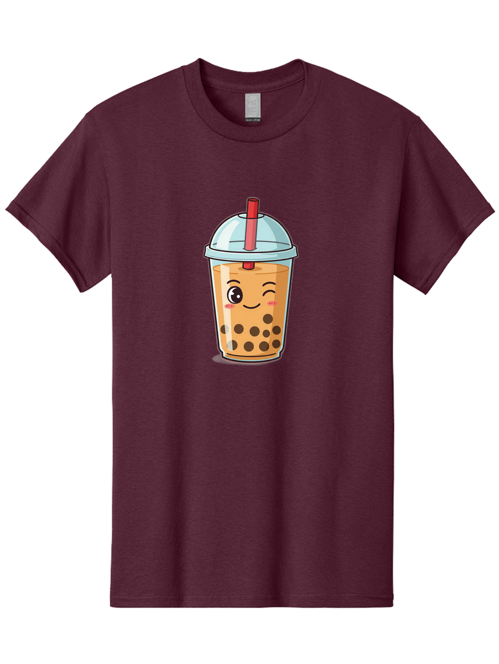 Bubble-Tea-23 Men'S Graphic Tee, 100% Cotton, Comfortable Casual Summer Wear, Machine Washable, Cartoon Boba Tea, Bubble Tea Drink, Animated Beverage, Smiling Face, Winking Eye, Cute Character, Boba Drink, Tea With Boba, Boba Love, Tea Culture Bac704