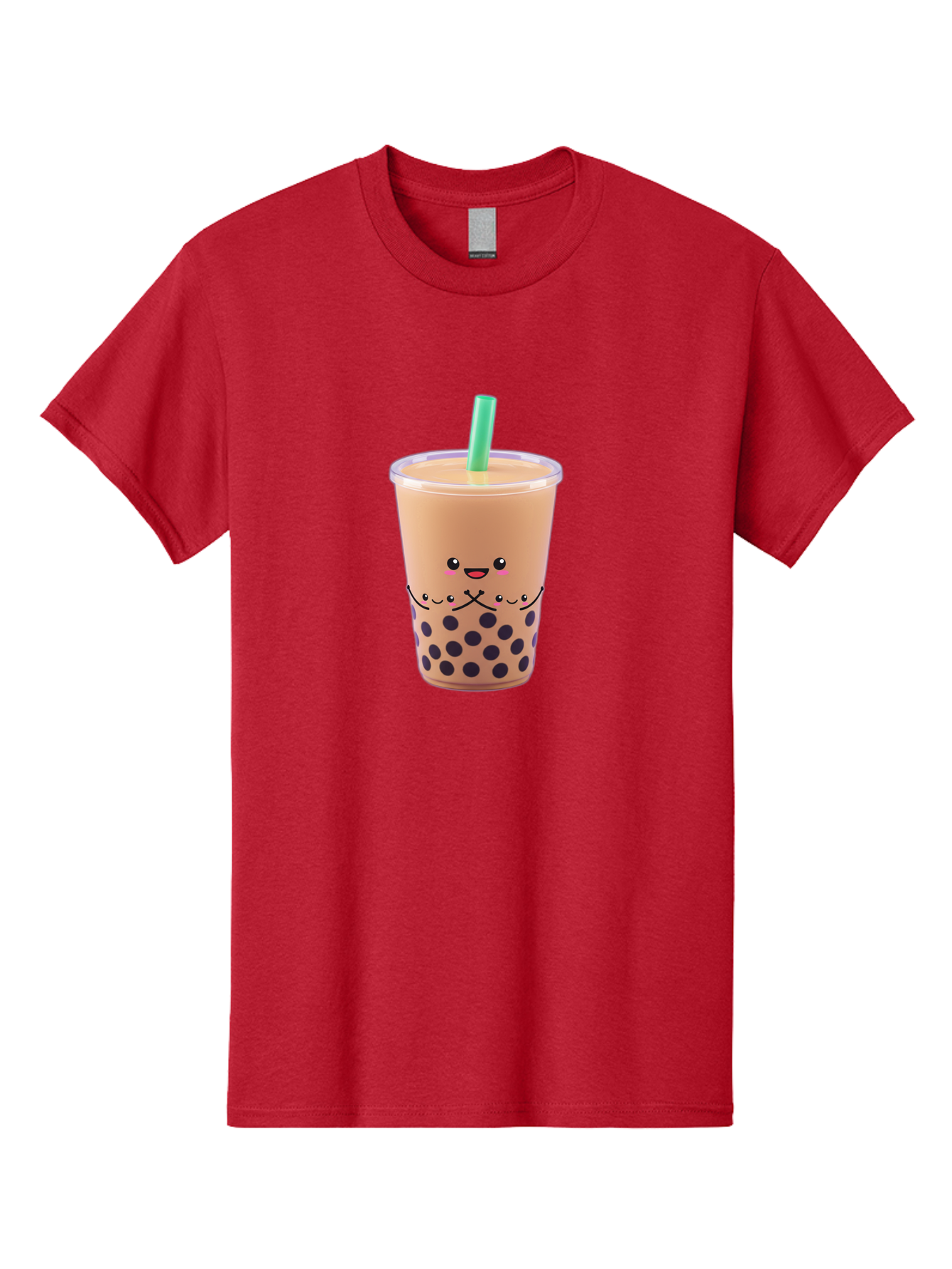 Bubble-Tea-3 Men'S Graphic Tee, 100% Cotton, Comfortable Casual Summer Wear, Machine Washable, Bubble Tea, Smiling Face, Cartoon Character, Milk Tea, Boba Drink, Tea With Straw, Adorable Design, Funny Illustration, Kawaii Culture, Boba Tea, Bac705