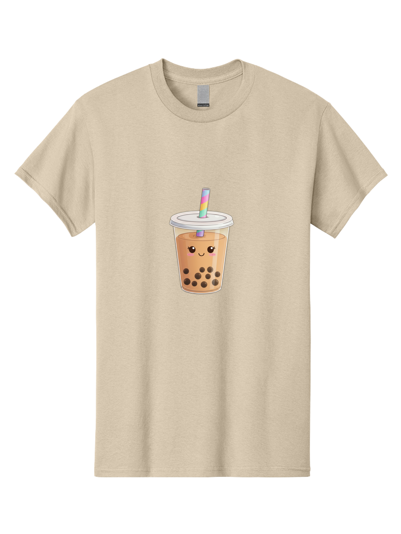 Bubble-Tea-4 Men'S Graphic Tee, 100% Cotton, Comfortable Casual Summer Wear, Machine Washable, Cute Boba Drink, Bubble Tea, Kawaii, Cartoon Beverage, Fun Straw, Adorable Face, Milk Tea, Tapioca Pearls, Smiling Drink, Playful Beverage, Bac706