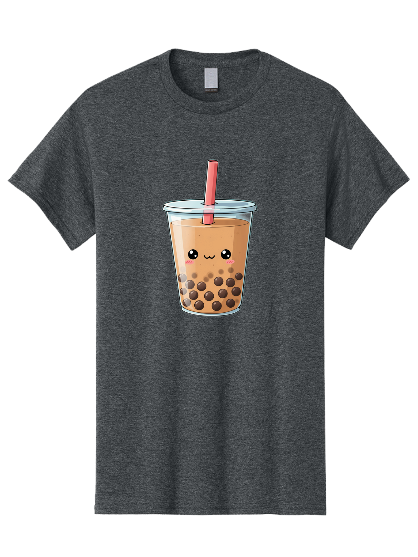 Bubble-Tea-5 Men'S Graphic Tee, 100% Cotton, Comfortable Casual Summer Wear, Machine Washable, Boba Tea, Milk Tea, Bubble Tea, Cute Drink, Cartoon Character, Adorable Face, Happy Expression, Brown Bubbles, Pink Straw, Iced Tea, Tea Culture, Bac707
