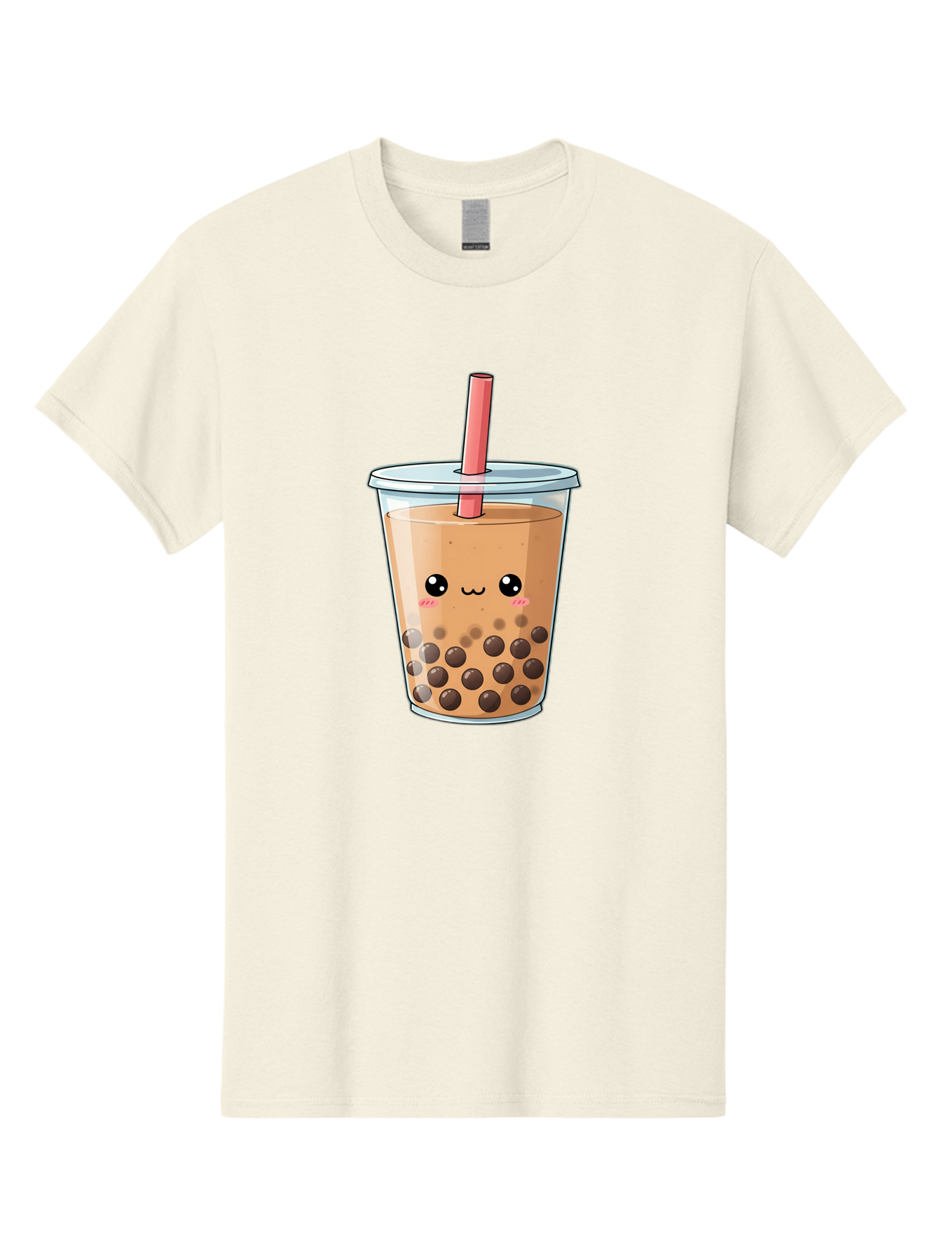 Bubble-Tea-5 Men'S Graphic Tee, 100% Cotton, Comfortable Casual Summer Wear, Machine Washable, Boba Tea, Milk Tea, Bubble Tea, Cute Drink, Cartoon Character, Adorable Face, Happy Expression, Brown Bubbles, Pink Straw, Iced Tea, Tea Culture, Bac707