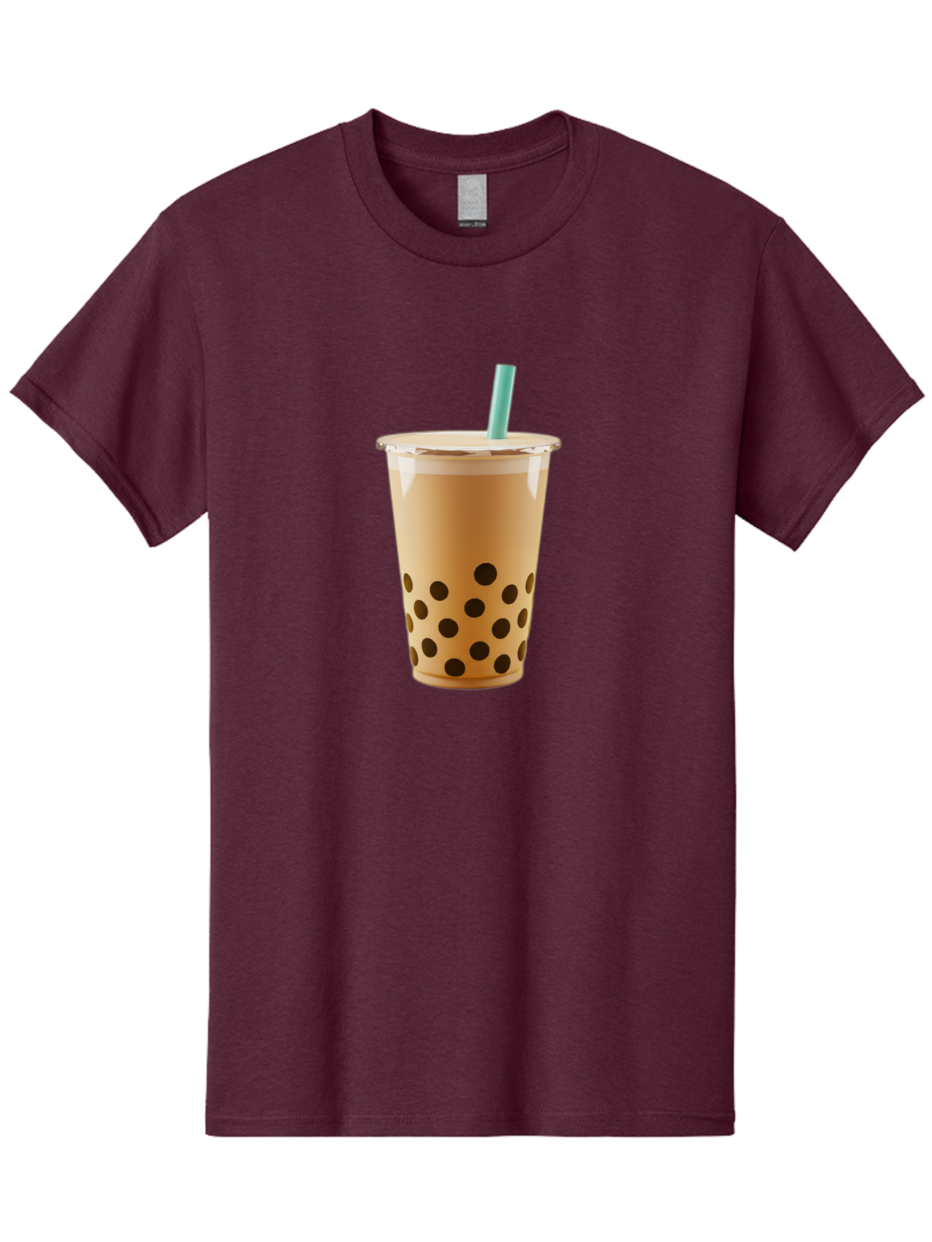 Bubble-Tea-7 Men'S Graphic Tee, 100% Cotton, Comfortable Casual Summer Wear, Machine Washable, Bubble Milk Tea, Boba Drink, Iced Tea, Creamy Texture, Black Tapioca Pearls, Takeout Cup, Blue Straw, Refreshing Beverage, Popular Drink Bac709