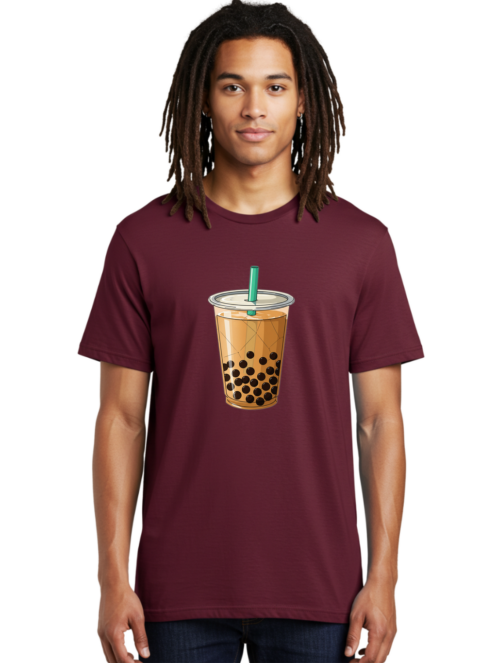 Bubble-Tea-8 Men'S Graphic Tee, 100% Cotton, Comfortable Casual Summer Wear, Machine Washable, Bubble Tea, Boba Tea, Milk Tea, Tapioca Pearls, Cold Drink, Plastic Cup, Straw, Takeout Beverage, Refreshing Drink, Sweet Treat Bac710