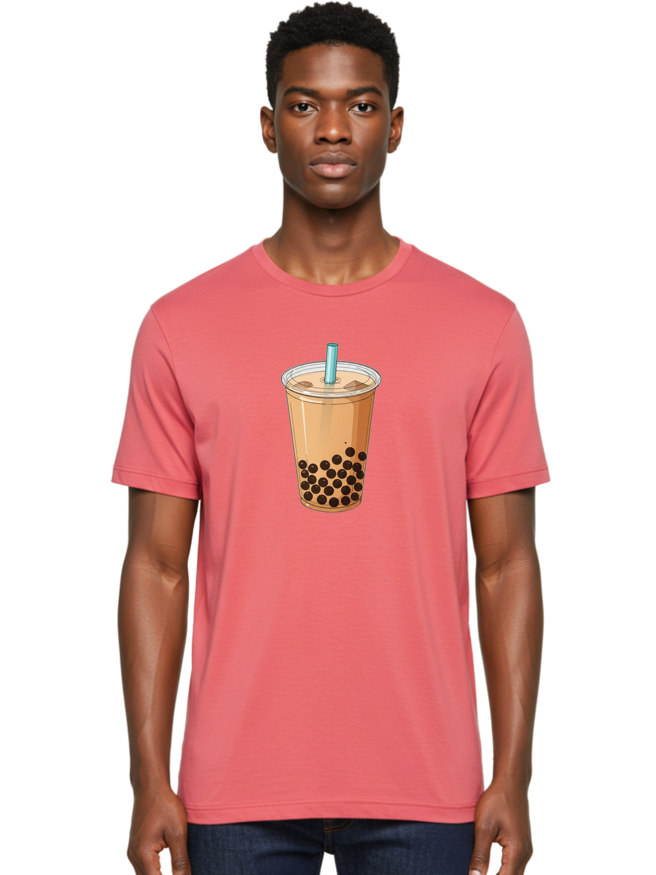 Bubble-Tea-9 Men'S Graphic Tee, 100% Cotton, Comfortable Casual Summer Wear, Machine Washable, Bubble Tea, Milk Tea, Boba, Tapioca Pearls, Takeout Cup, Plastic Straw, Refreshing Drink, Trendy Beverage, Asian-Inspired Bac711