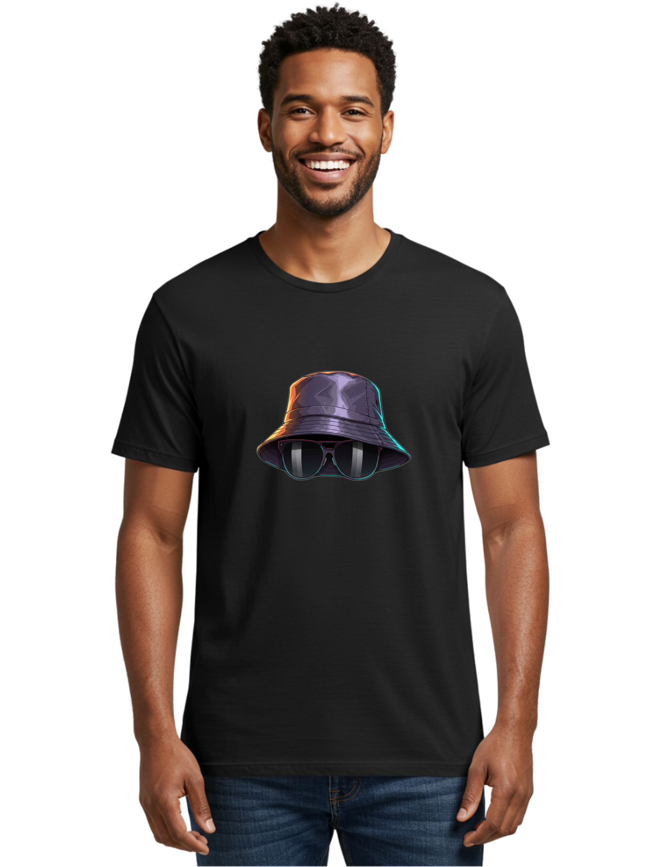 Bucket-Hat-And-Sunglasses-1 Men'S Graphic Tee, 100% Cotton, Comfortable Casual Summer Wear, Machine Washable, Stylish Accessories, Fashion Trends, Chic Sunglasses, Trendy Bucket Hat, Stylish Eyewear, Cool Shades, Fashion Accessories, Bac715
