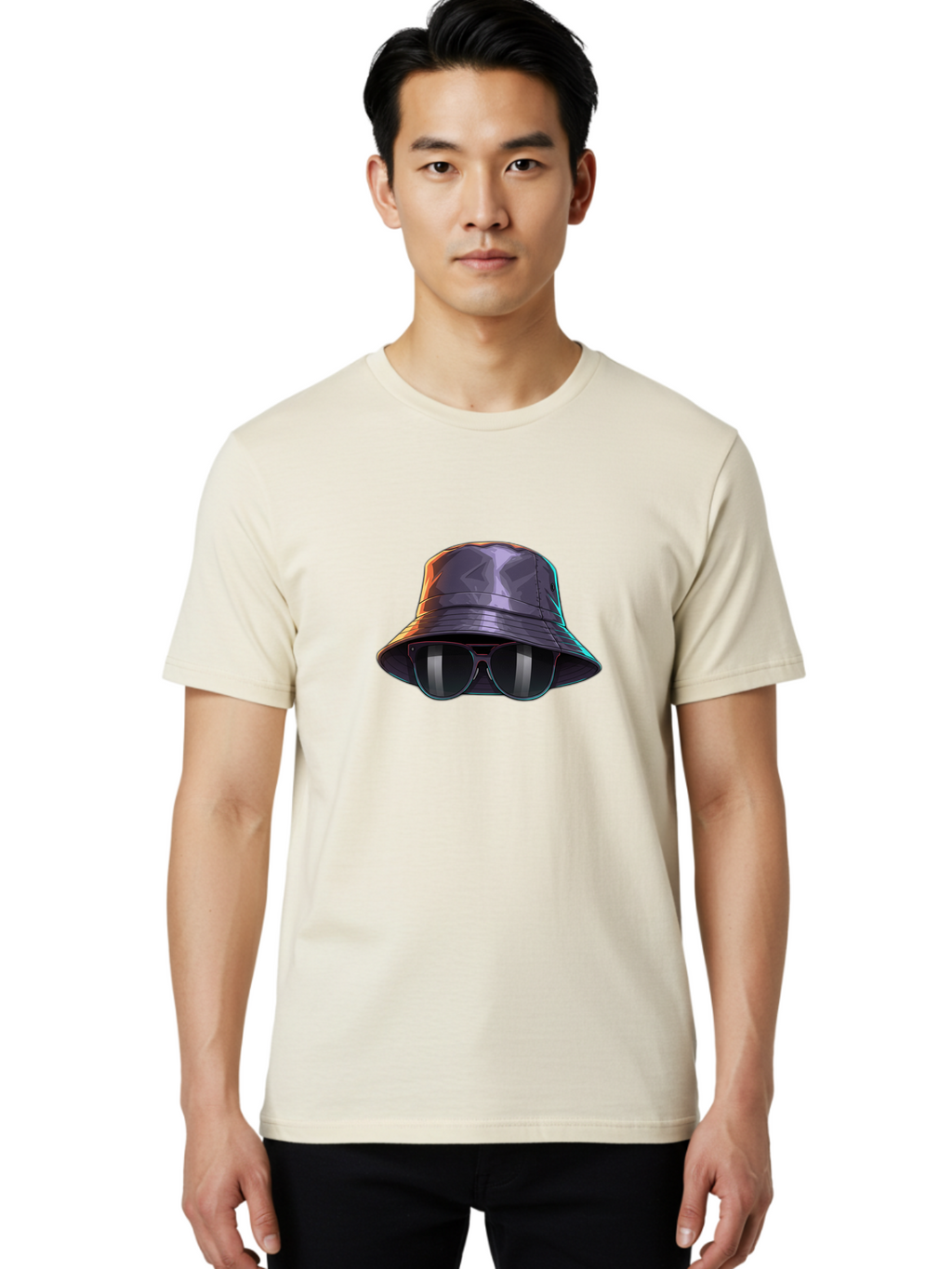 Bucket-Hat-And-Sunglasses-1 Men'S Graphic Tee, 100% Cotton, Comfortable Casual Summer Wear, Machine Washable, Stylish Accessories, Fashion Trends, Chic Sunglasses, Trendy Bucket Hat, Stylish Eyewear, Cool Shades, Fashion Accessories, Bac715
