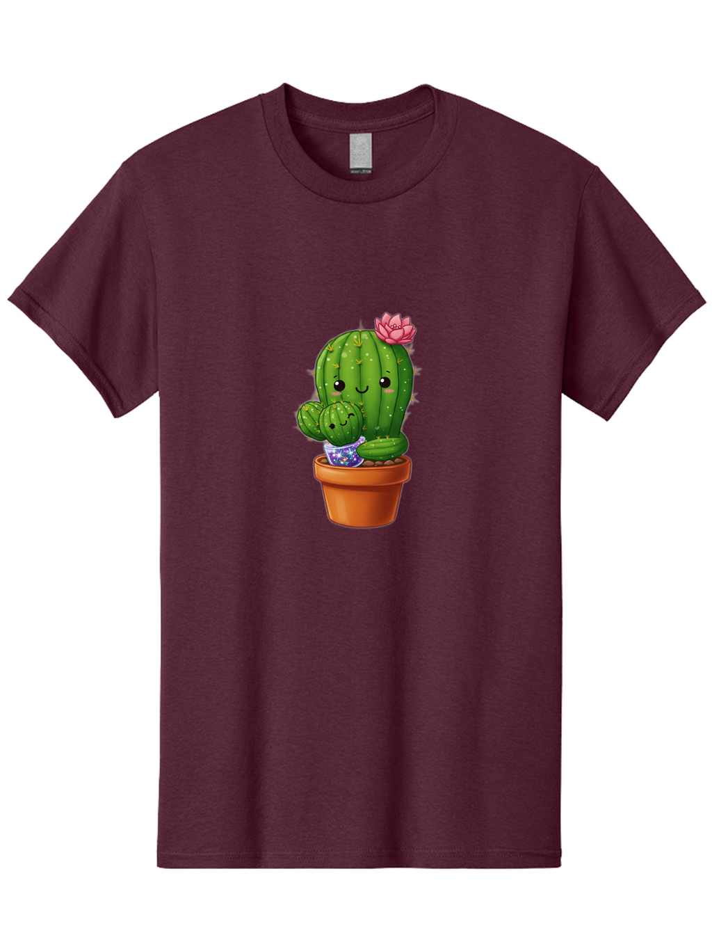 Cactus-1 Men'S Graphic Tee, 100% Cotton, Comfortable Casual Summer Wear, Machine Washable, Cactus In Terracotta Pot, Smiling Cactus, Baby Cactus In Pot, Cute Cartoon Cactus, Cactus With Pink Flower, Happy Cactus, Desert Plants, Adorable Cacti, Bac723