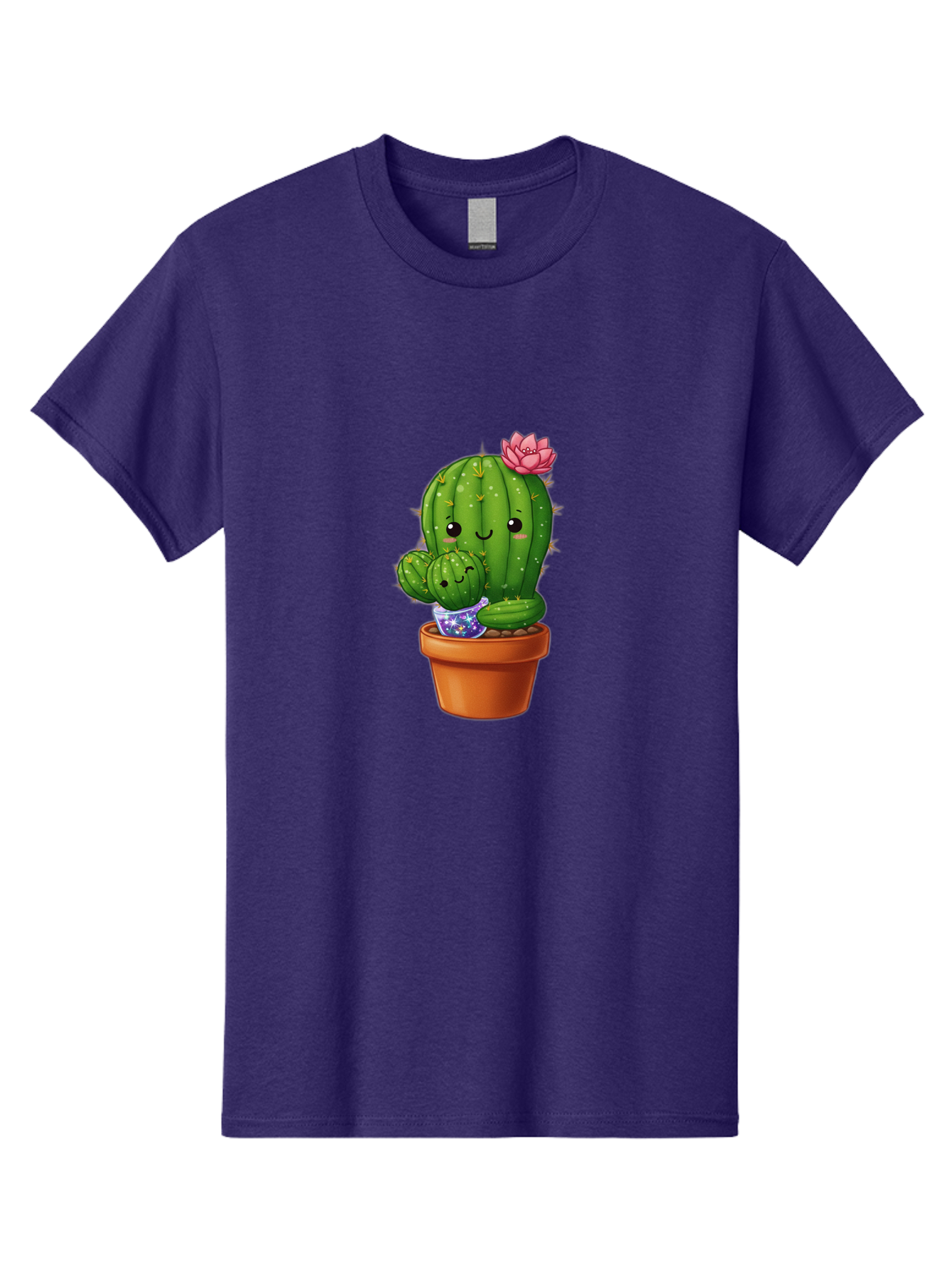 Cactus-1 Men'S Graphic Tee, 100% Cotton, Comfortable Casual Summer Wear, Machine Washable, Cactus In Terracotta Pot, Smiling Cactus, Baby Cactus In Pot, Cute Cartoon Cactus, Cactus With Pink Flower, Happy Cactus, Desert Plants, Adorable Cacti, Bac723