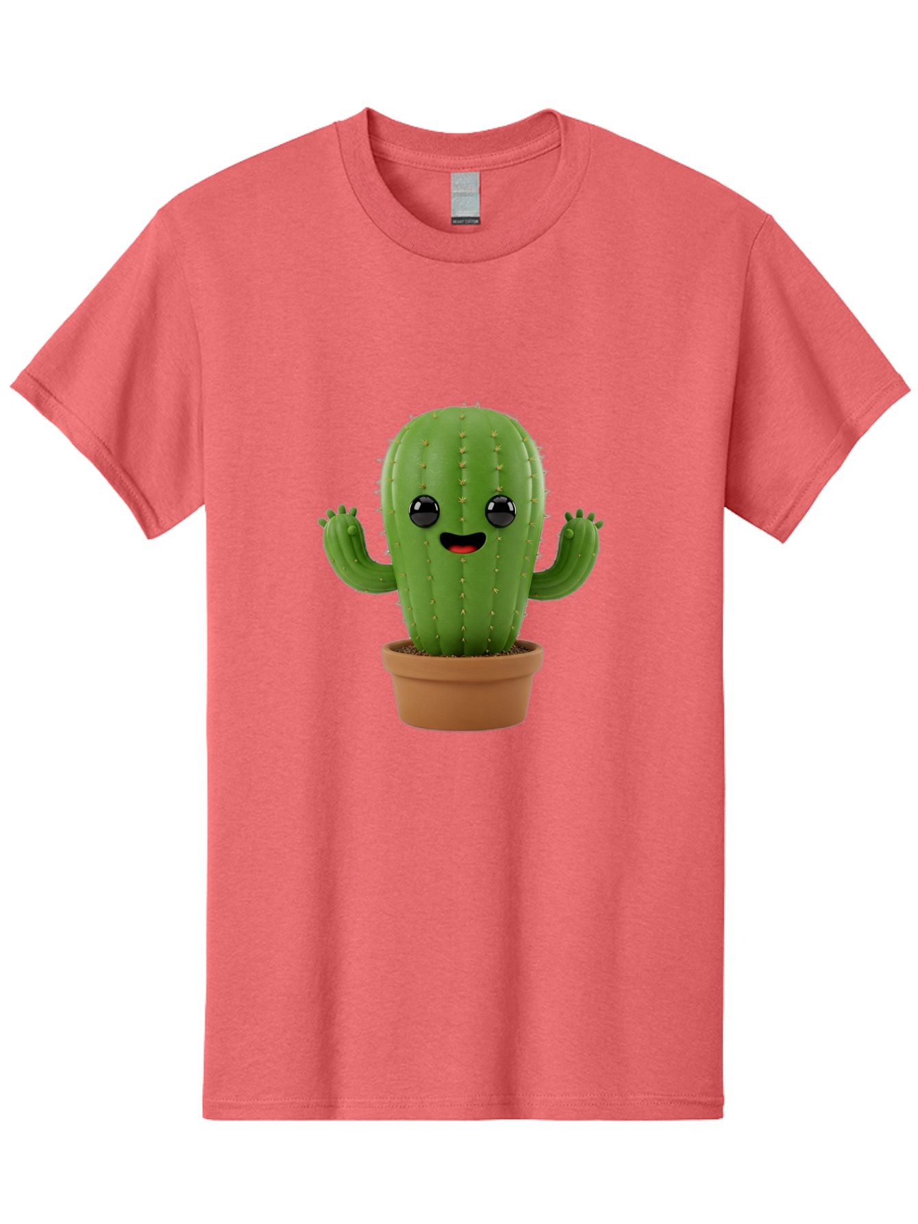Cactus-3 Men'S Graphic Tee, 100% Cotton, Comfortable Casual Summer Wear, Machine Washable, Cartoon Cactus, Potted Cactus, Playful Plant, Friendly Cactus, Adorable Character, Quirky Decoration, Digital Art, Fun Design, Happy Face, Cartoon Style Bac725
