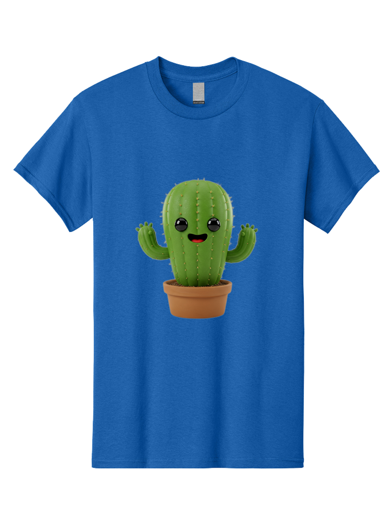 Cactus-3 Men'S Graphic Tee, 100% Cotton, Comfortable Casual Summer Wear, Machine Washable, Cartoon Cactus, Potted Cactus, Playful Plant, Friendly Cactus, Adorable Character, Quirky Decoration, Digital Art, Fun Design, Happy Face, Cartoon Style Bac725