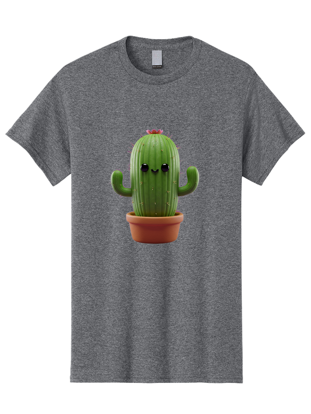 Cactus-4 Men'S Graphic Tee, 100% Cotton, Comfortable Casual Summer Wear, Machine Washable, Cute Cactus, Potted Plant, Cartoon Character, Desert Flora, Funny Face, Small Arms, Spiky Texture, Kawaii Style, Terracotta Pot, Digital Illustration Bac726