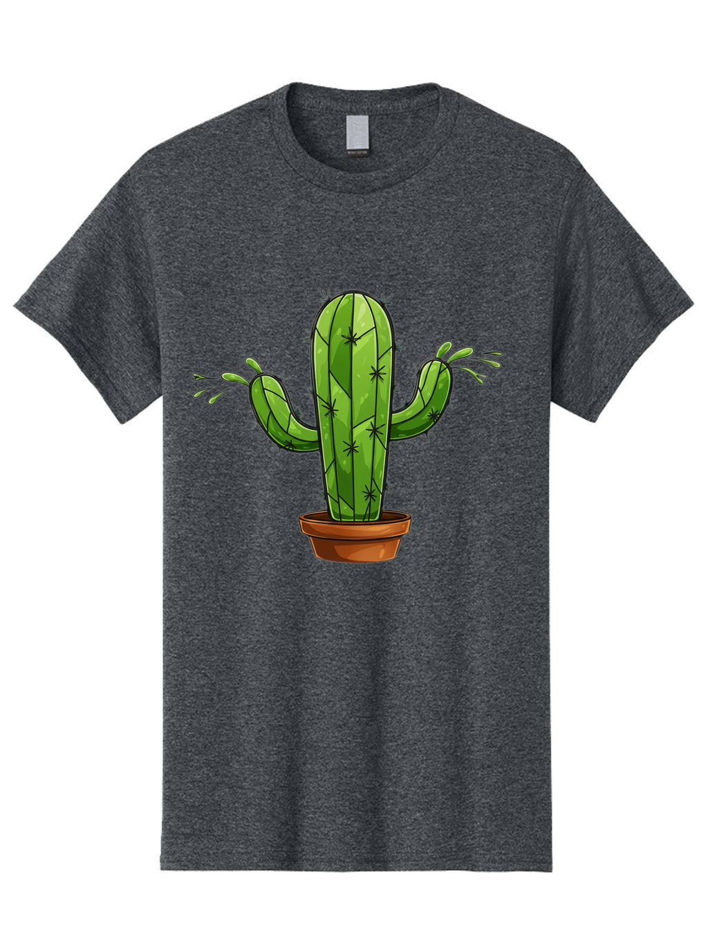 Cactus-5 Men'S Graphic Tee, 100% Cotton, Comfortable Casual Summer Wear, Machine Washable, Potted Cactus, Cartoon Cactus, Cactus Plant, Green Cactus, Terracotta Pot, Prickly Cactus, Desert Plant, Houseplant, Succulent, Cactus Illustration, Bac727
