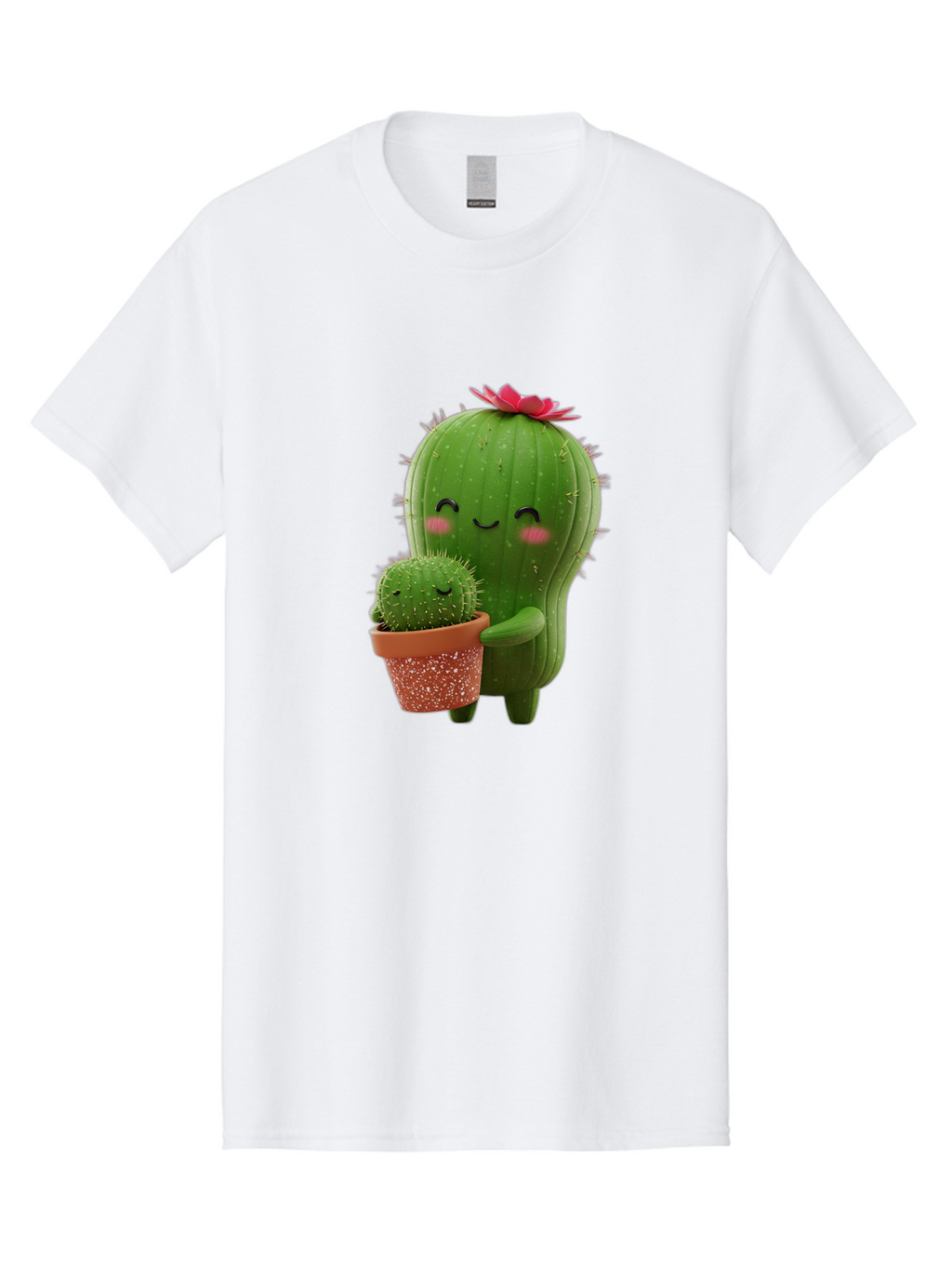 Cactus-Friends-1 Men'S Graphic Tee, 100% Cotton, Comfortable Casual Summer Wear, Machine Washable, Cute Cactus, Cartoon Cacti, Smiling Cactus, Cactus With Flower, Adorable Plants, Potted Cactus, Friendly Desert Plants, Kawaii Cactus, Bac740