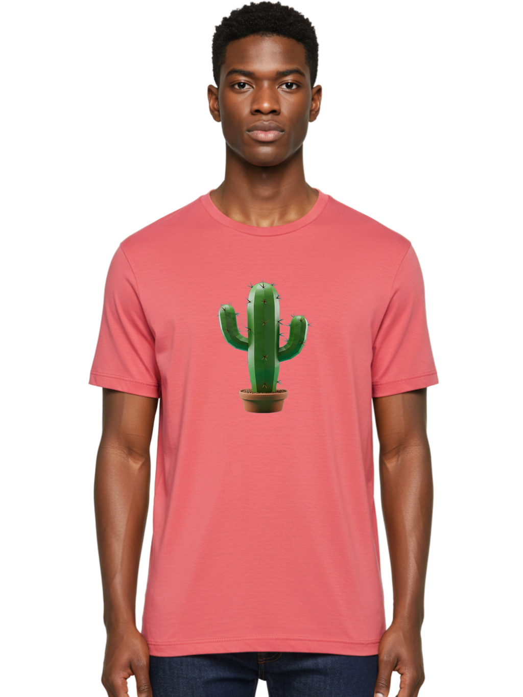 Cactus-In-Pot-4 Men'S Graphic Tee, 100% Cotton, Comfortable Casual Summer Wear, Machine Washable, Cactus In Pot, Spiky Succulent, Desert Plant, Indoor Decoration, Low-Maintenance Gardening, Houseplant, Potted Cactus Bac747