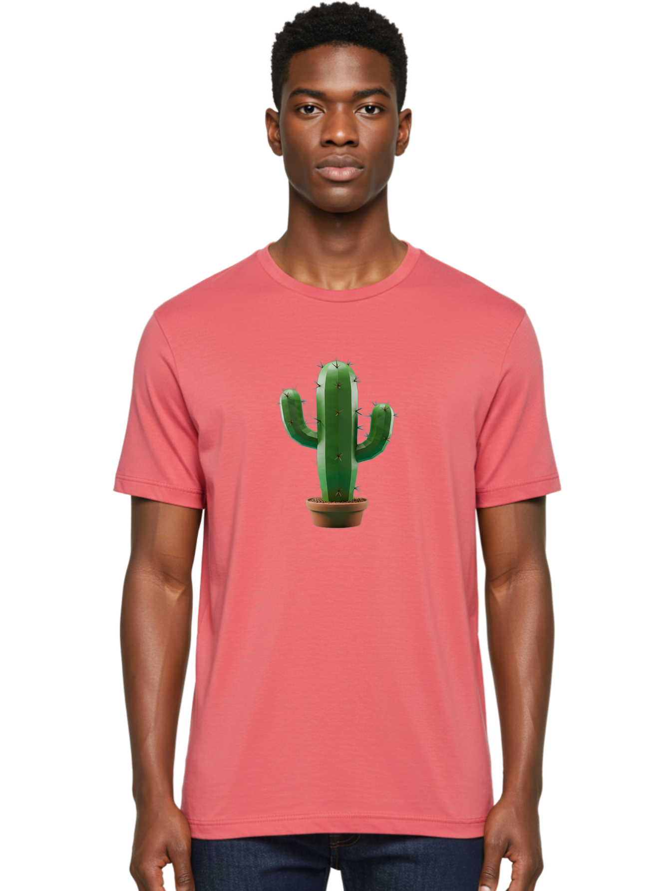 Cactus-In-Pot-4 Men'S Graphic Tee, 100% Cotton, Comfortable Casual Summer Wear, Machine Washable, Cactus In Pot, Spiky Succulent, Desert Plant, Indoor Decoration, Low-Maintenance Gardening, Houseplant, Potted Cactus Bac747