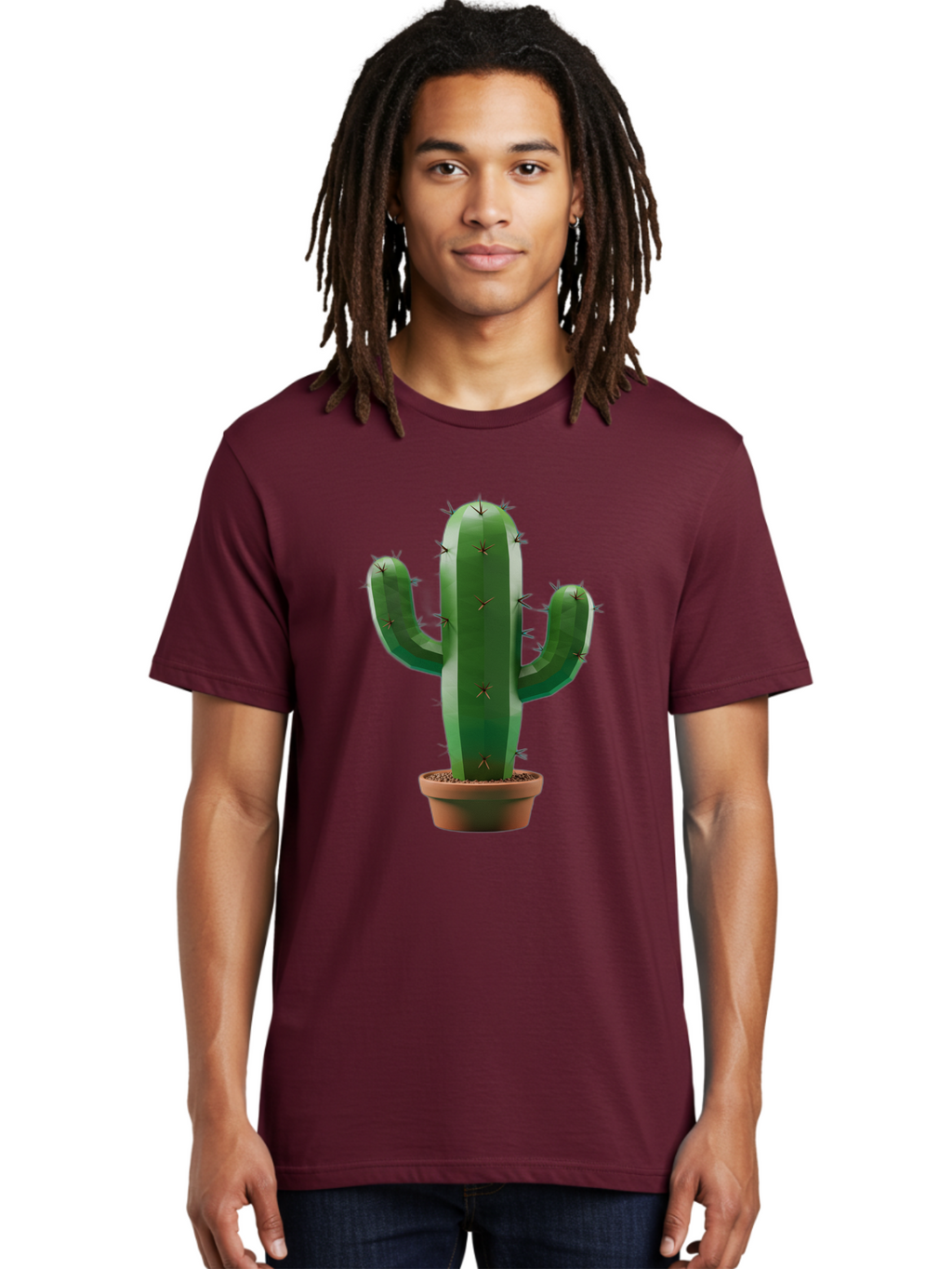 Cactus-In-Pot-4 Men'S Graphic Tee, 100% Cotton, Comfortable Casual Summer Wear, Machine Washable, Cactus In Pot, Spiky Succulent, Desert Plant, Indoor Decoration, Low-Maintenance Gardening, Houseplant, Potted Cactus Bac747