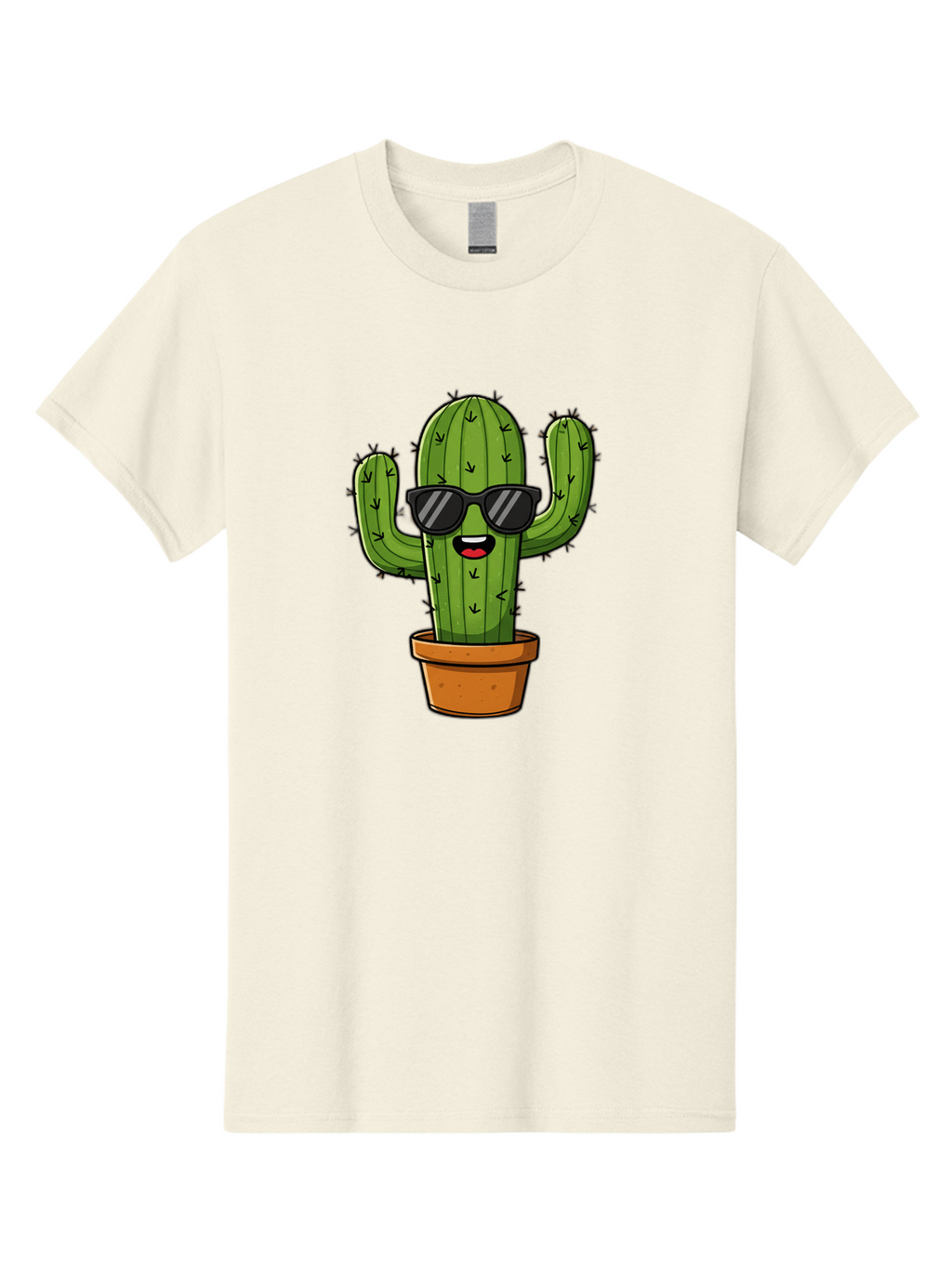 Cactus-In-Sunglasses-1 Men'S Graphic Tee, 100% Cotton, Comfortable Casual Summer Wear, Machine Washable, Cartoon Cactus, Pot, Sunglasses, Happy Face, Spiky Texture, Trendy Decor, Quirky Charm, Fun Design, Humorous Vibe, Cool Cactus, Bac751